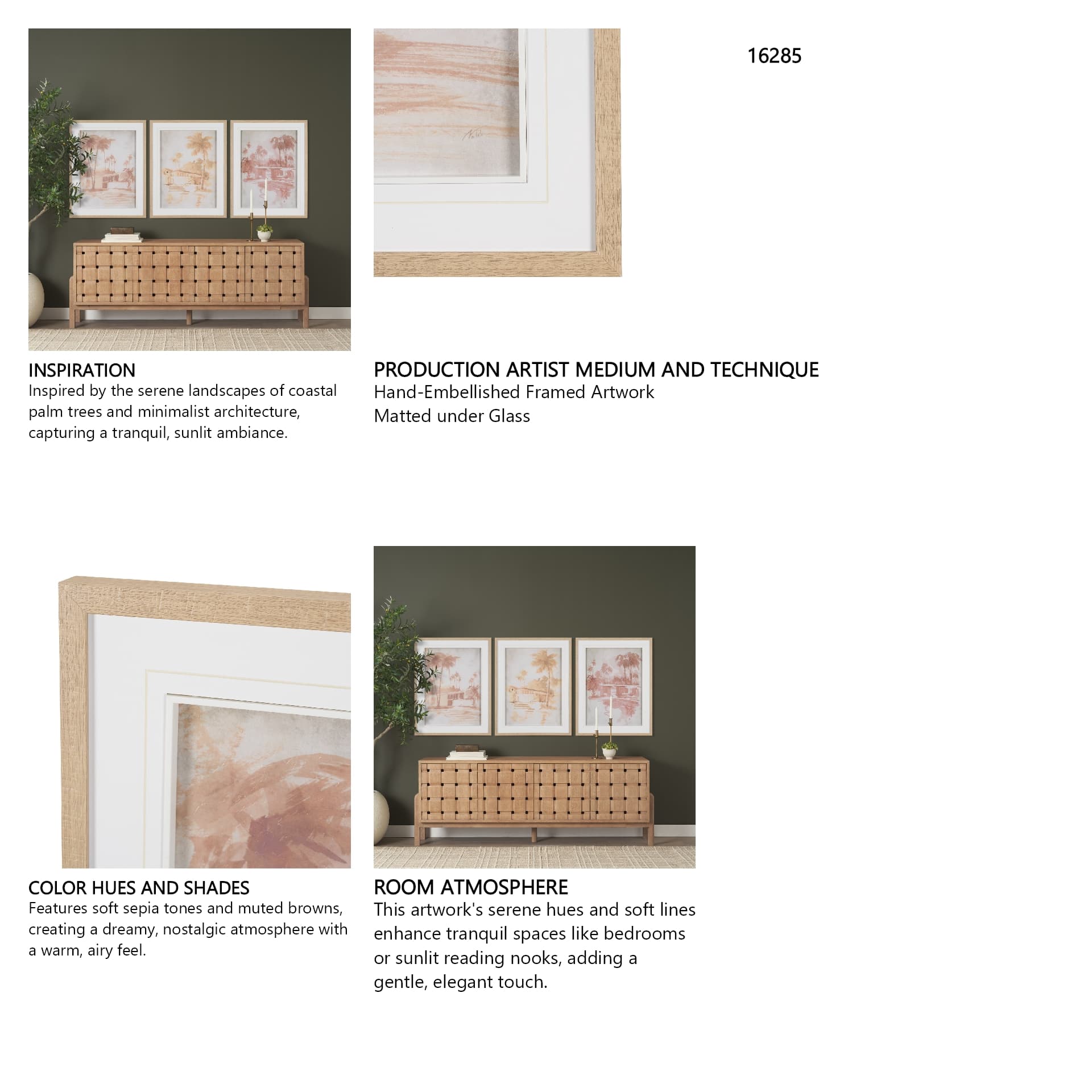 Palm Spring I by Mercana Studio Hand-Embellished Framed Artwork Matted under Glass — product photograph