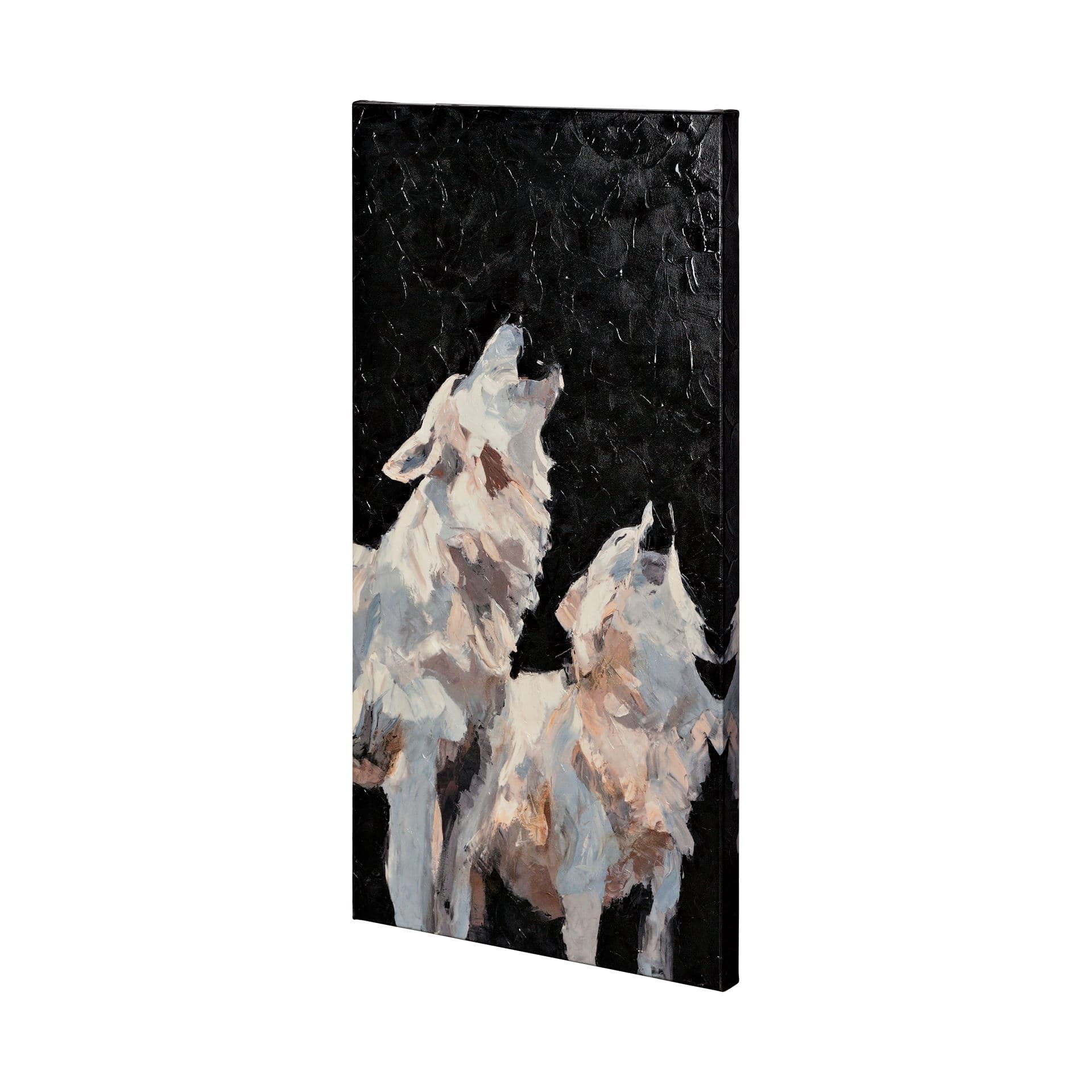 Midnight Wolves by Mercana Studio a Hand Embellished Textured Canvas — product photograph