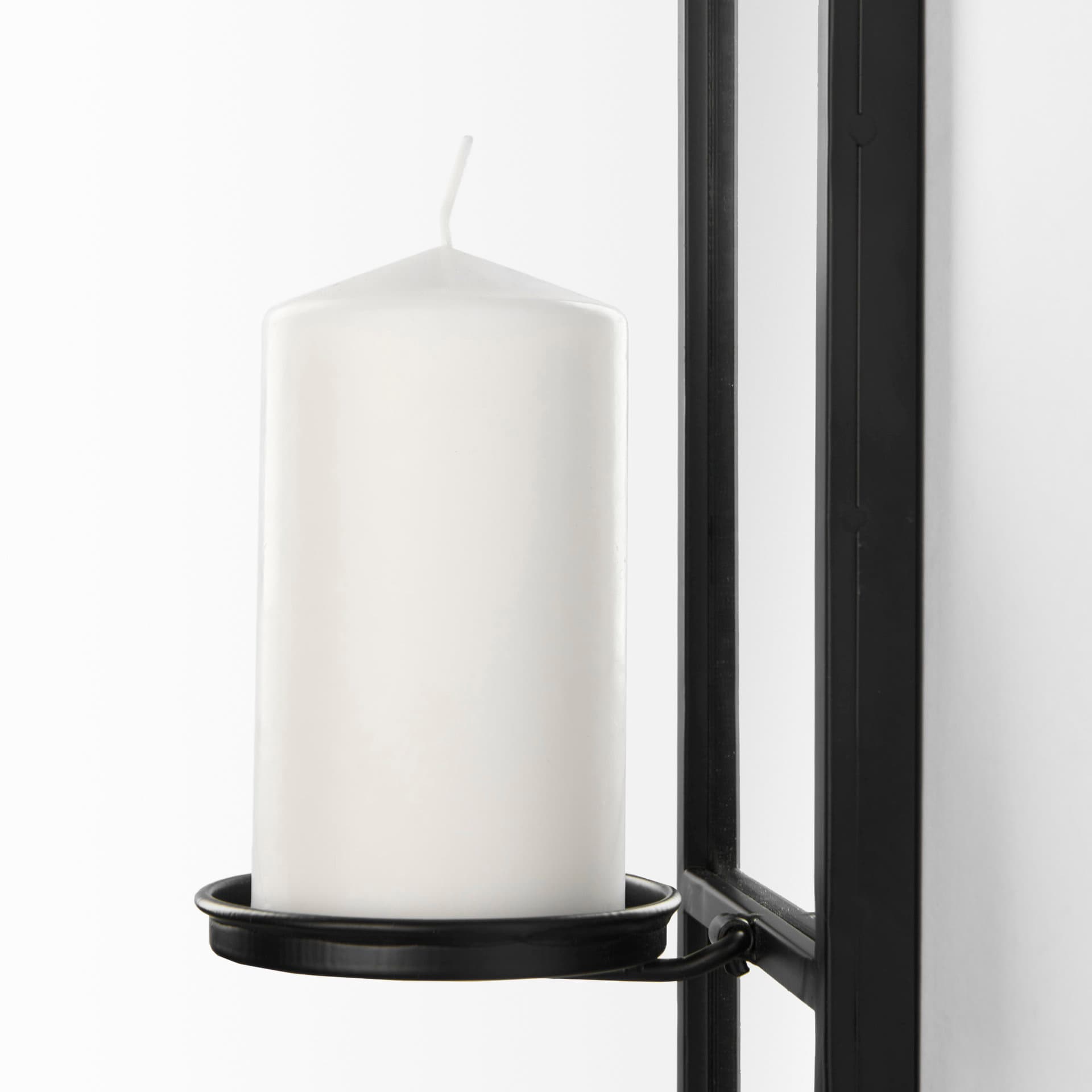 Evianna 7L x 7W x 25H Mirrored W/Black Metal Frame Wall Candle Holder — product photograph
