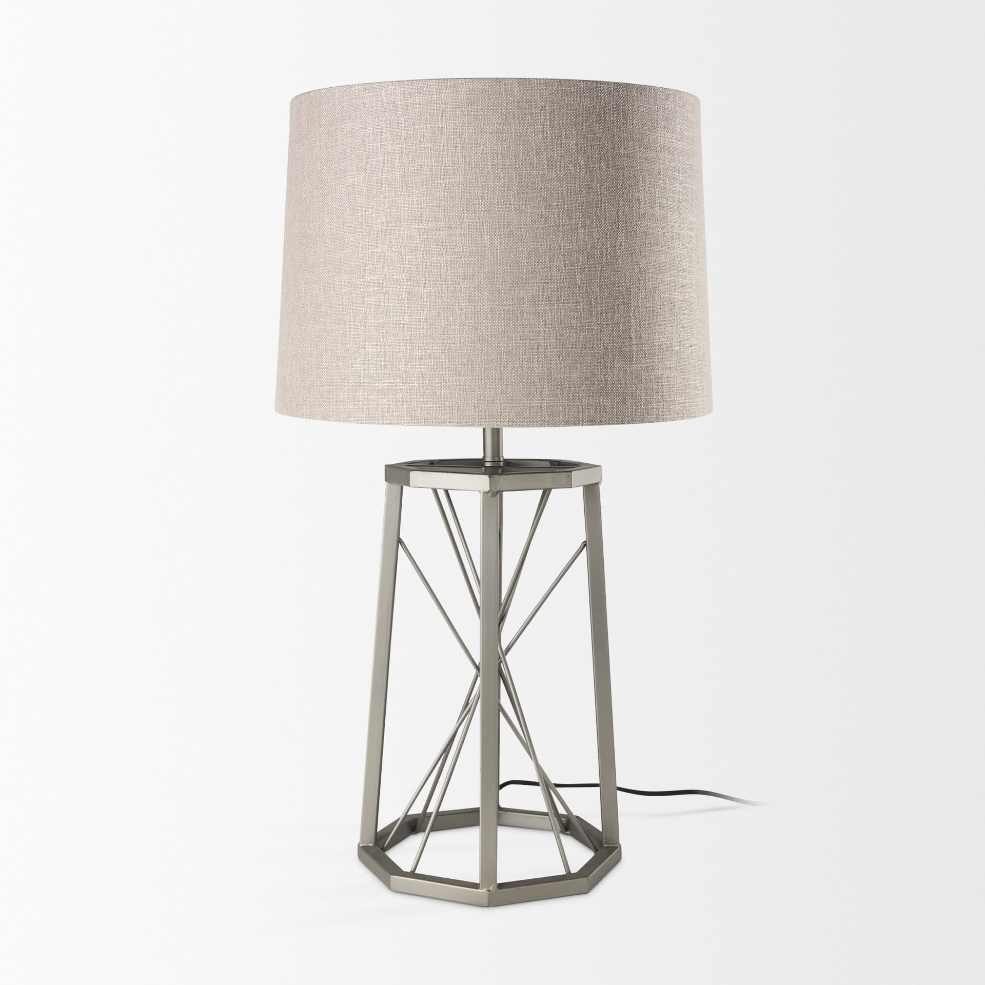 Raen (28.5"H) Gray Metal Octagonal Base w/Beige Shade Table Lamp — product photograph