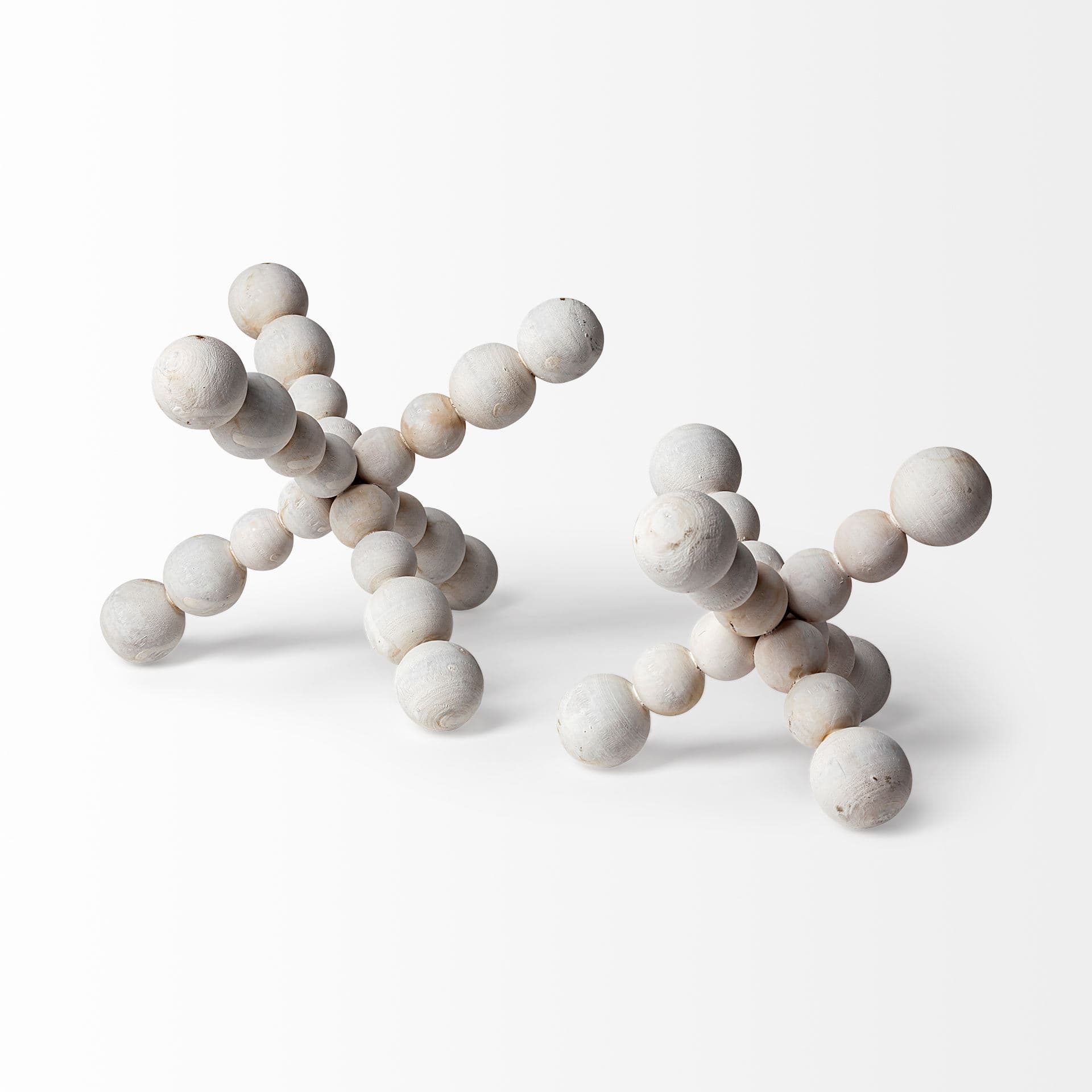 Carrollton I (Small) 7L x 7W Off-White Geometric Wood Ball Jack — product photograph