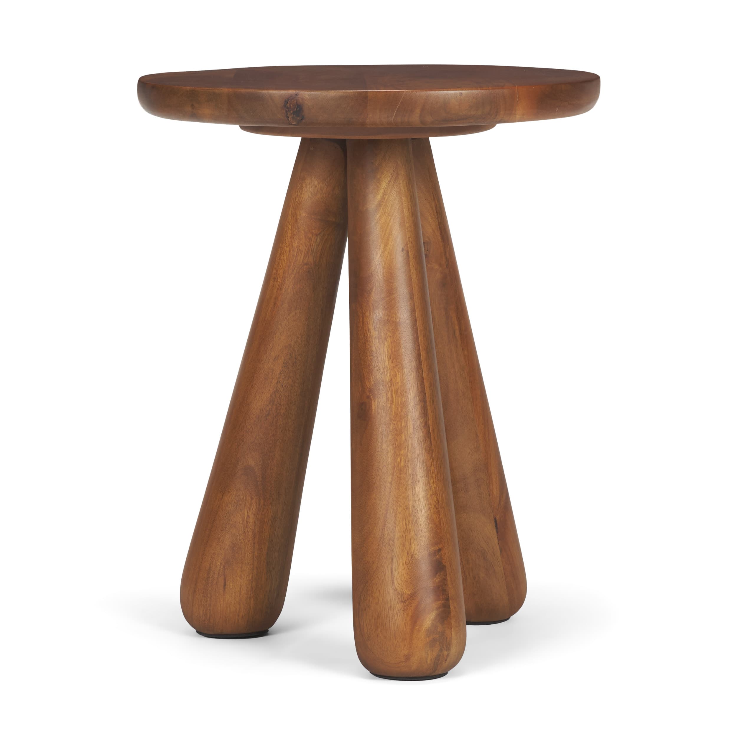 Mora Medium Brown Wood 3-Legged Accent Table — product photograph