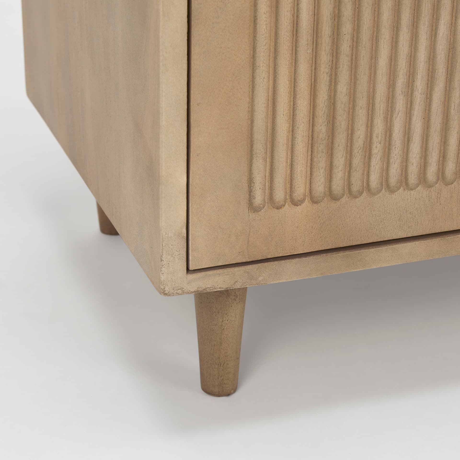 Tucker Light Brown Wood w/ Carved Arch Pattern 2 Door Accent Cabinet — product photograph