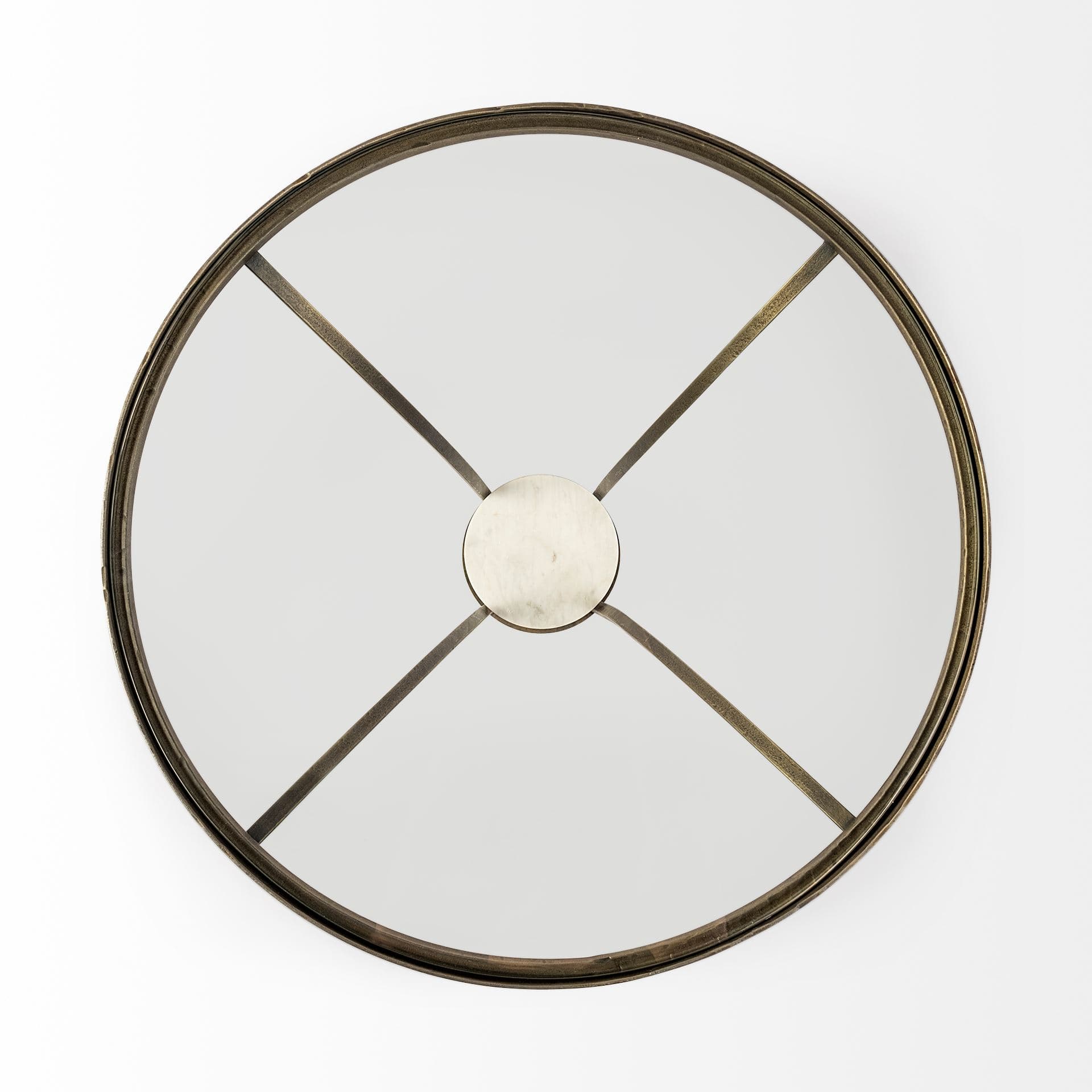 Jacinta II 21" Round Glass Top Metal and Marble Pedestal End/Side Table — product photograph