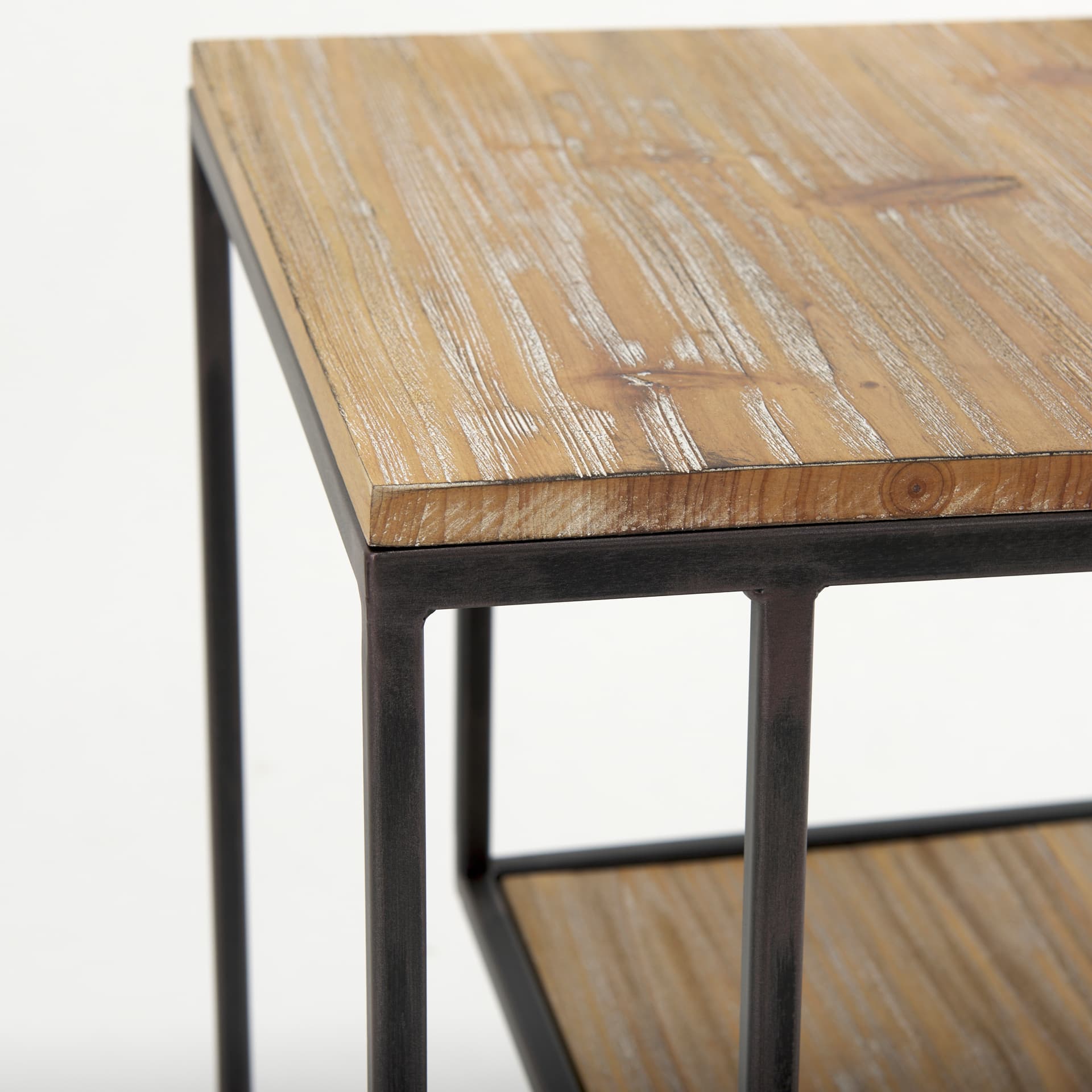 Ronin 22"H Square 2-Tier Wood w/ Black Metal Accent Table — product photograph