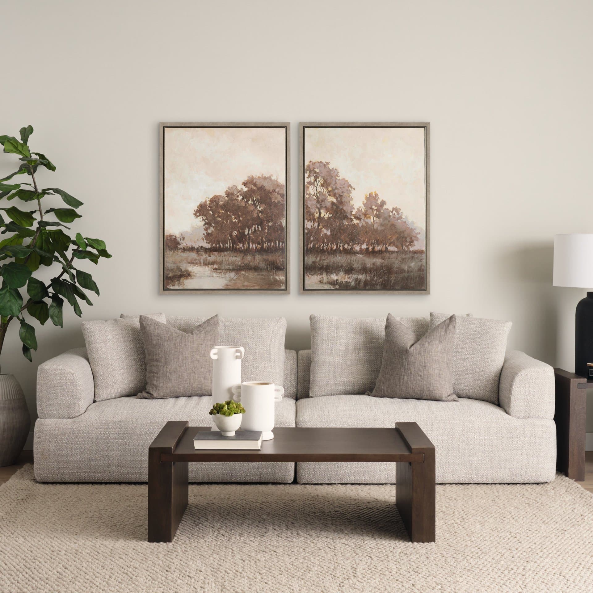 Calm Horizon I by Mercana Studio Hand-Embellished Textured Framed Canvas Artwork — in a styled room