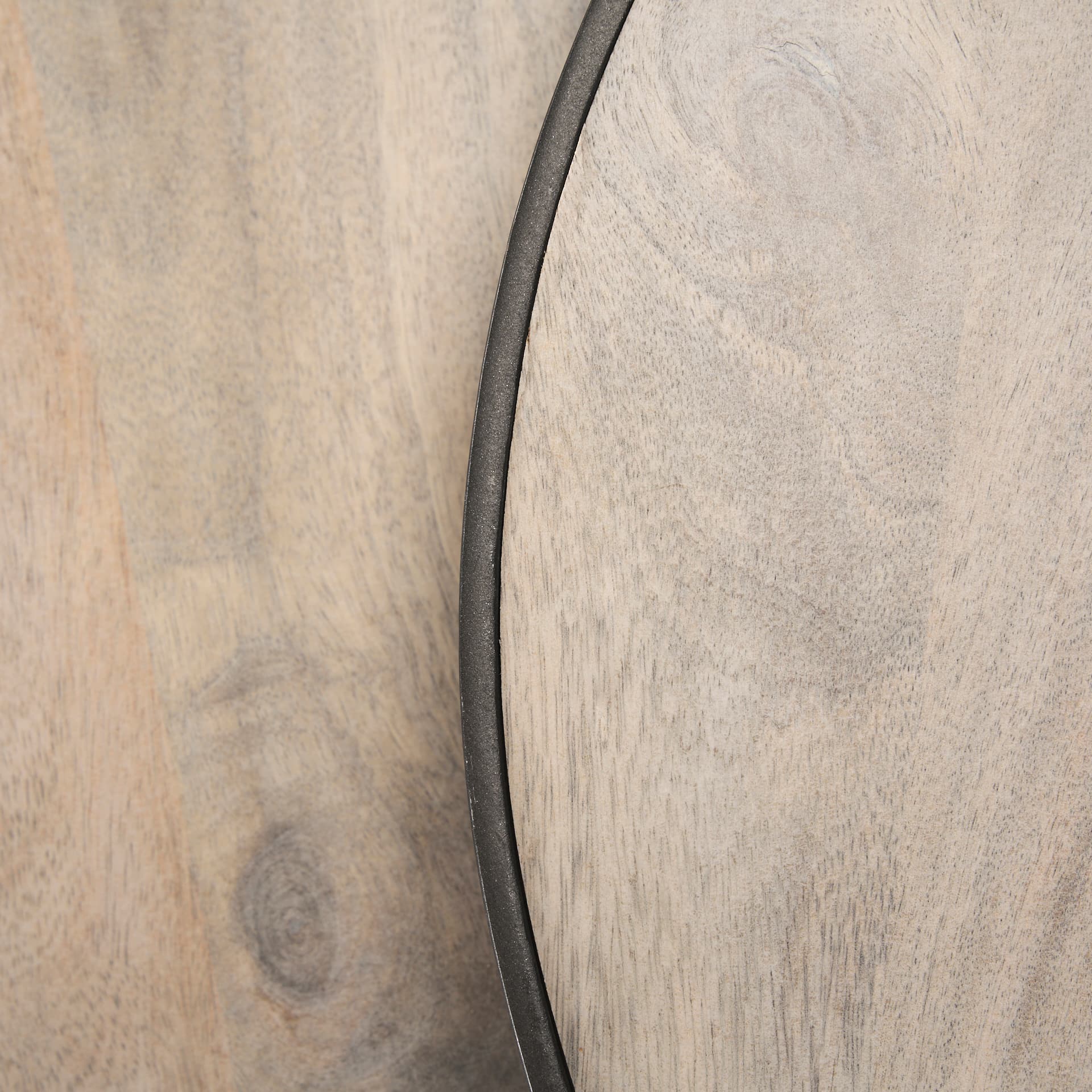 Clapp Round Light Brown W/ White Wash Wood and Silver Metal Nesting Accent Tables (Set of 2) — product photograph