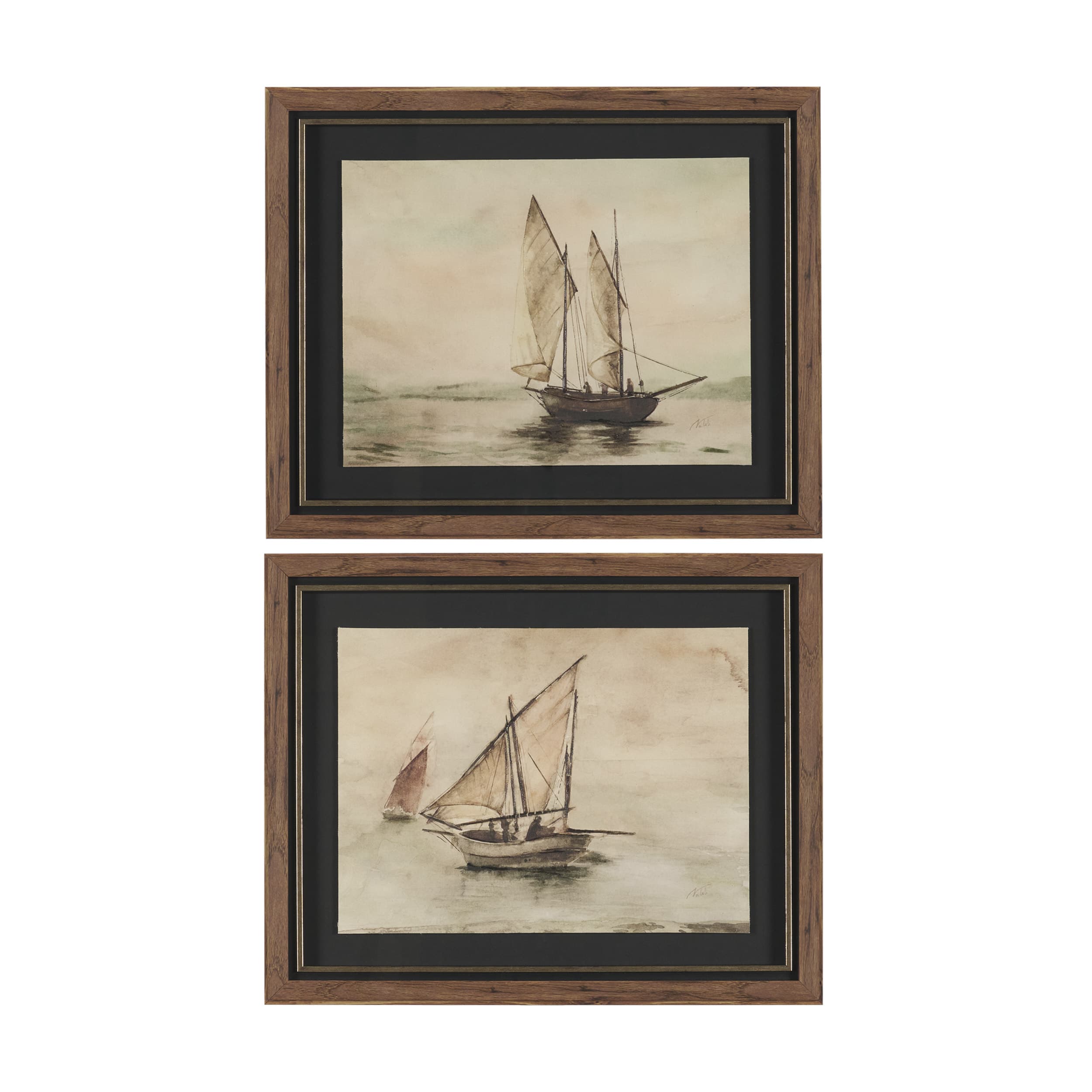 Timeless Voyage (Set of 2) by Mercana Studio Hand Embelished Framed Artwork Matted under Glass — product photograph