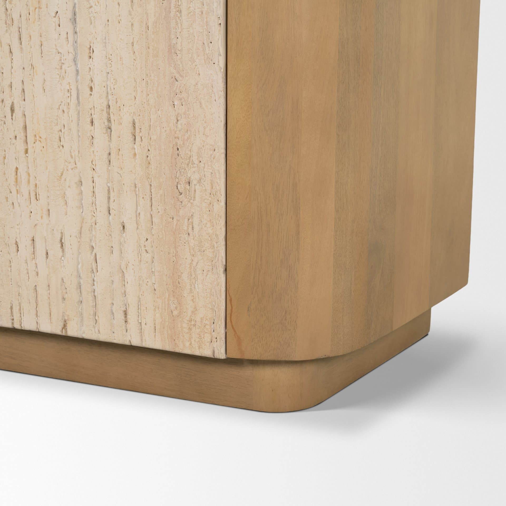 Serrin Solid Wood w/ Travertine 4 Door Closed Sideboard — product photograph