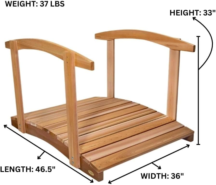 4-Ft Cedar Garden Bridge with Side Rails — product photograph