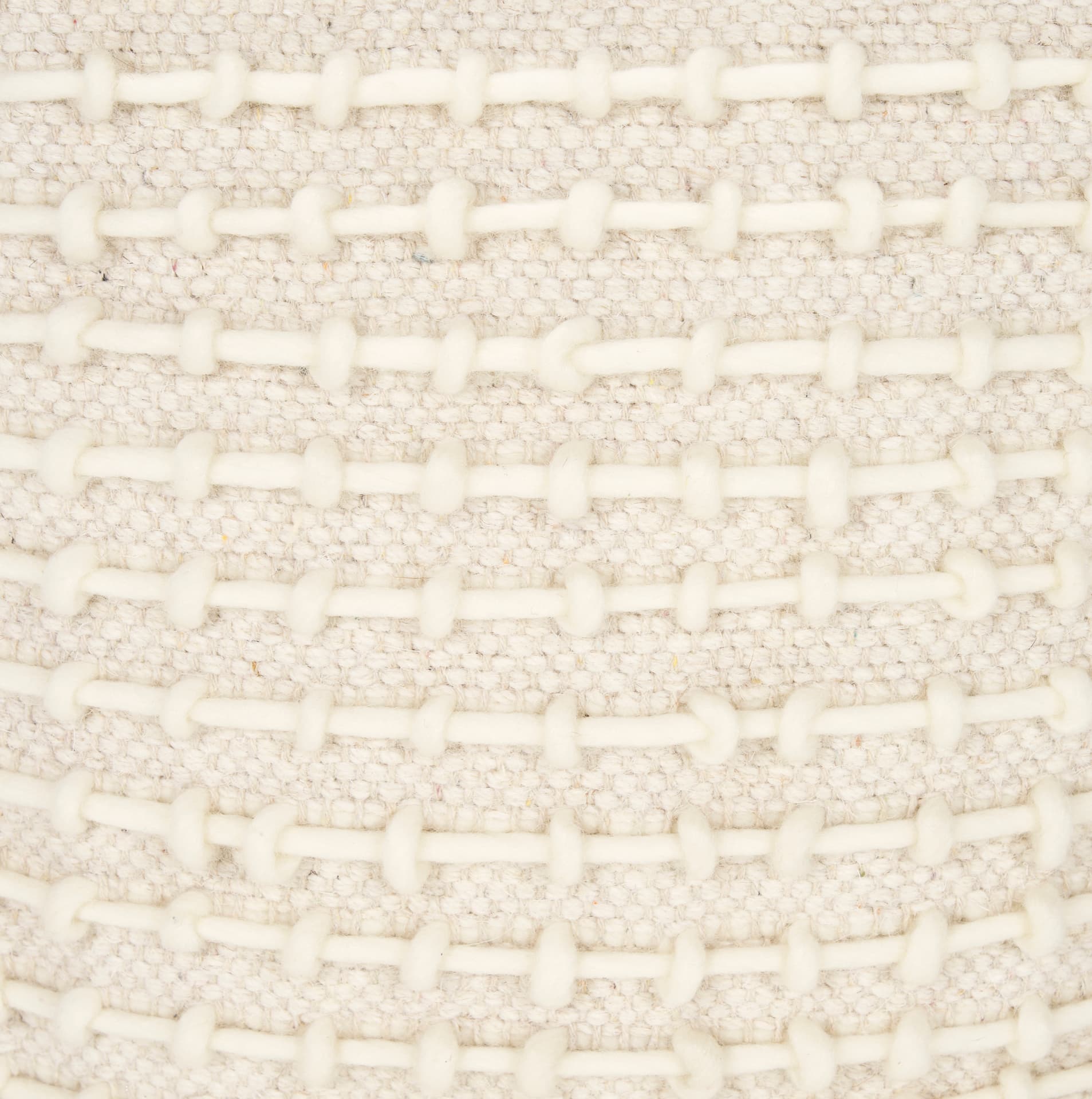 Sakaye Beige w/ Cream Stitched Patterned Pouf — product photograph