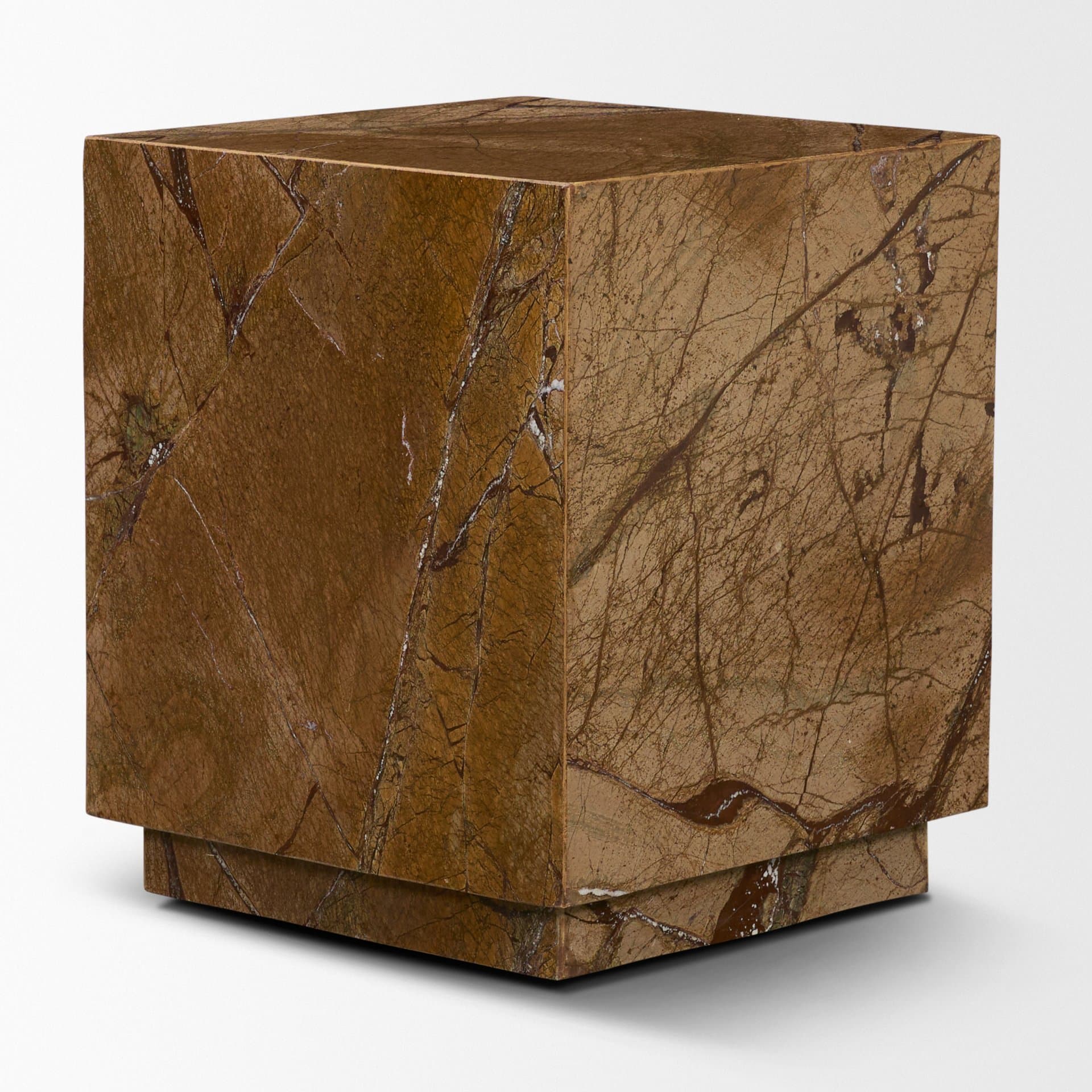 Matteo Solid Rainforest Rust Marble Square Side Table — product photograph
