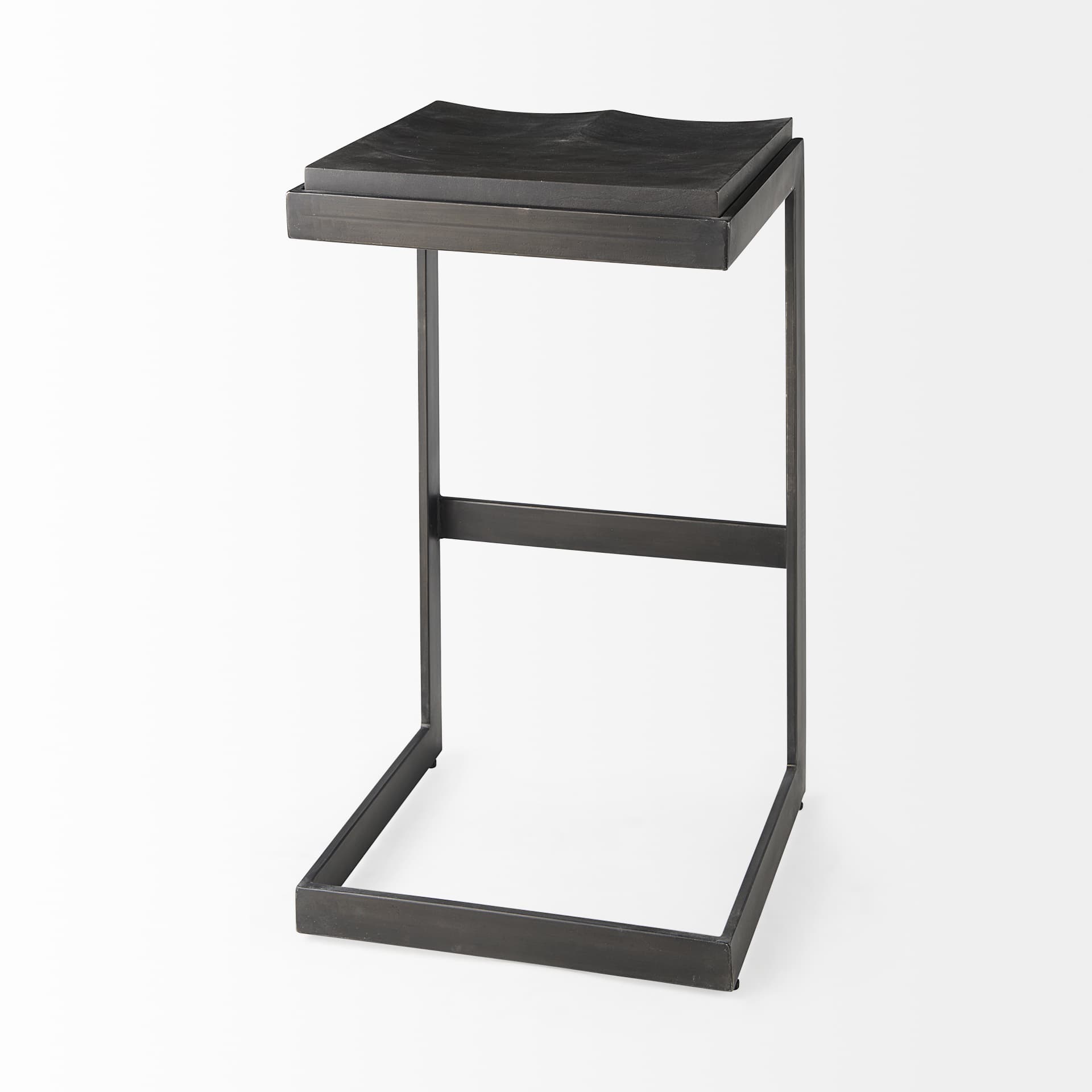 Kiran Backless 30in Seat Bar Stool | Black Wood w/ Black Metal — product photograph