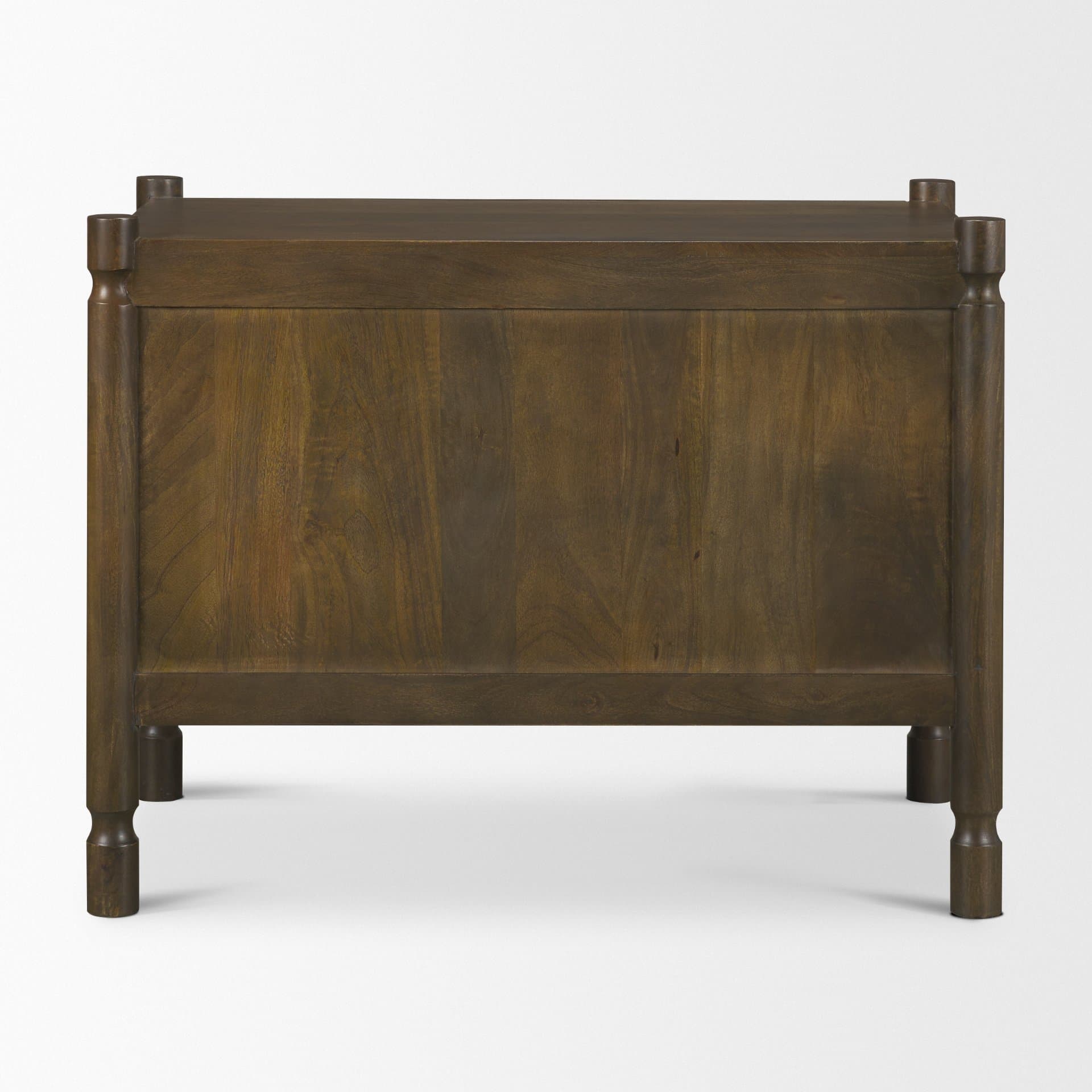 Phil Dark Brown Wood 2 Drawer Nightstand — product photograph