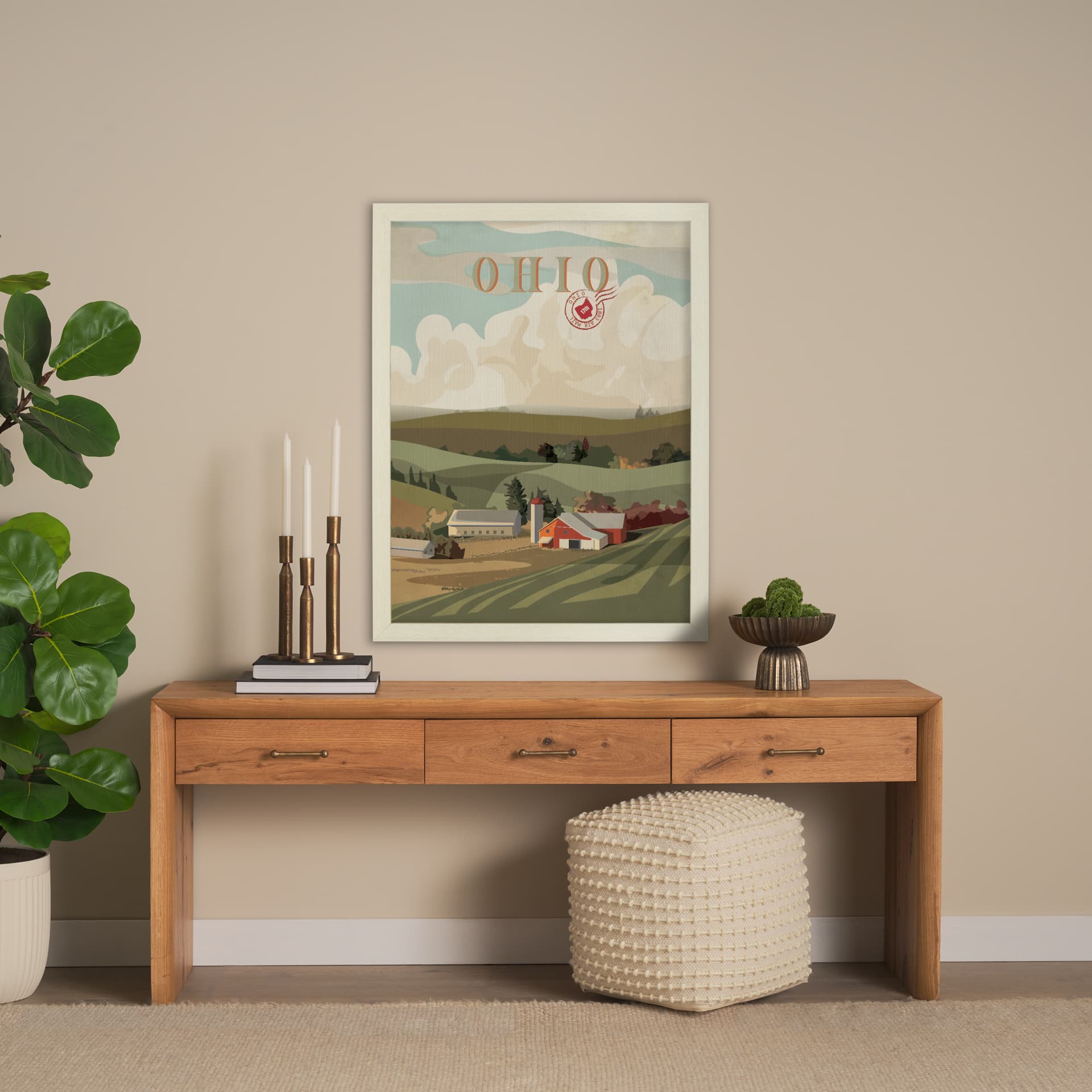 Ohio Go USA (L) by Mercana Studio a Hand Embellished Decograph Framed Art Print — in a styled room