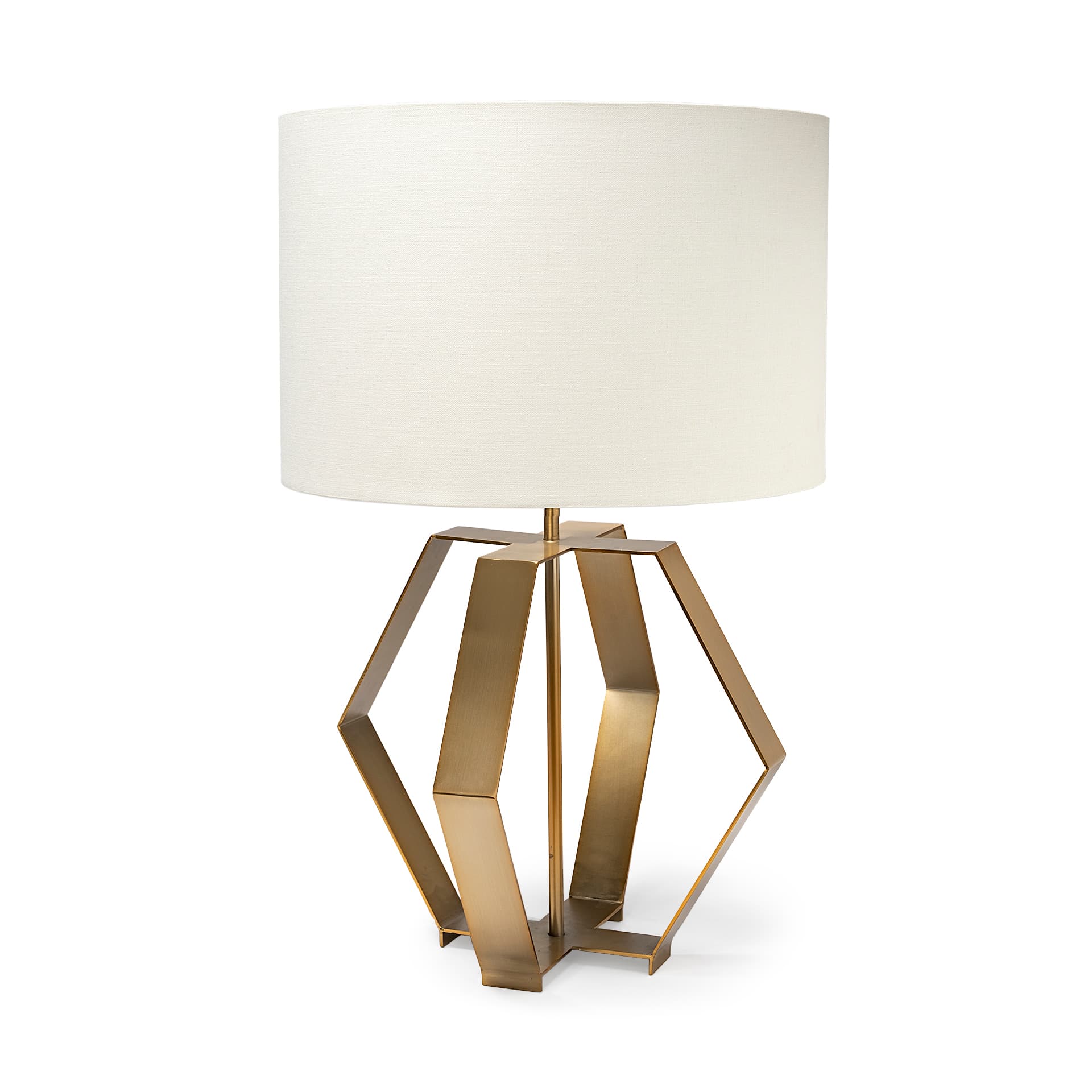 Edwards (26"H) Gold Metal Base w/ Cream Fabric Shade Table Lamp — product photograph