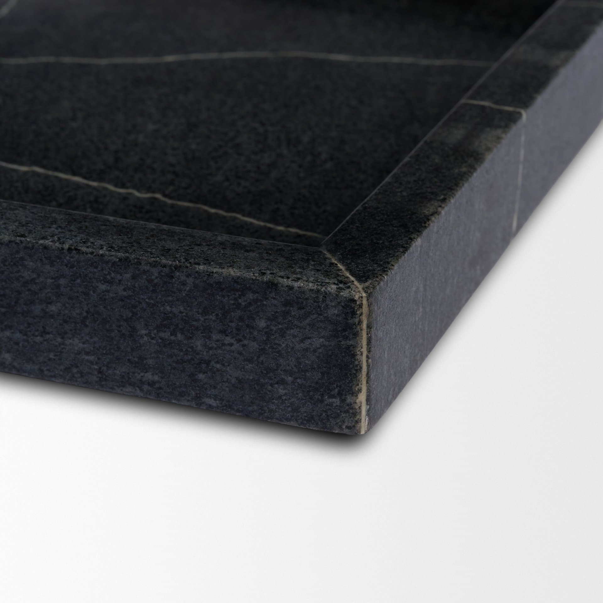Stratus Black Marble Square Decorative Tray — product photograph