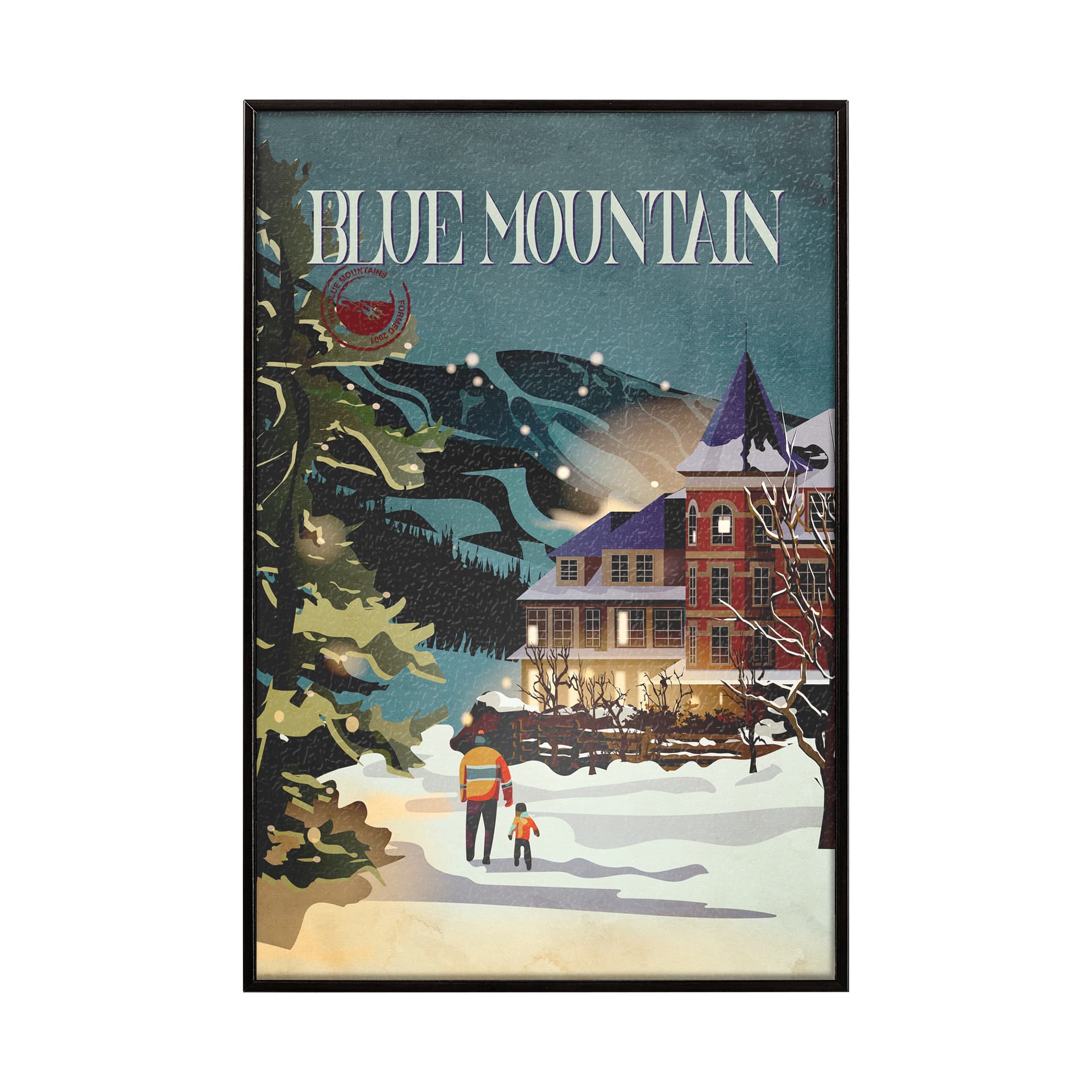 Blue Mountain by Mercana Studio a Hand Embellished Textured Framed Art Print — product photograph