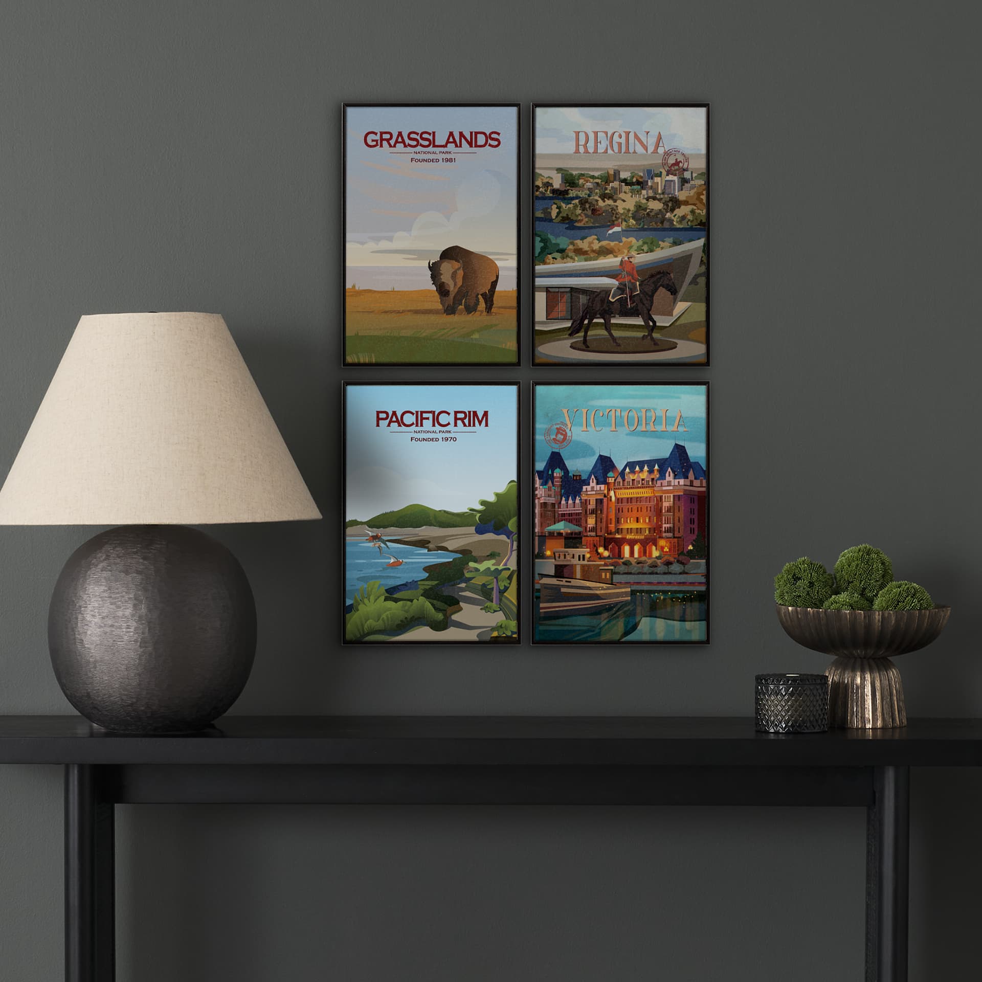 Grasslands GO (SM) by Mercana Studio a Hand Embellished Decograph Framed Art Print — in a styled room