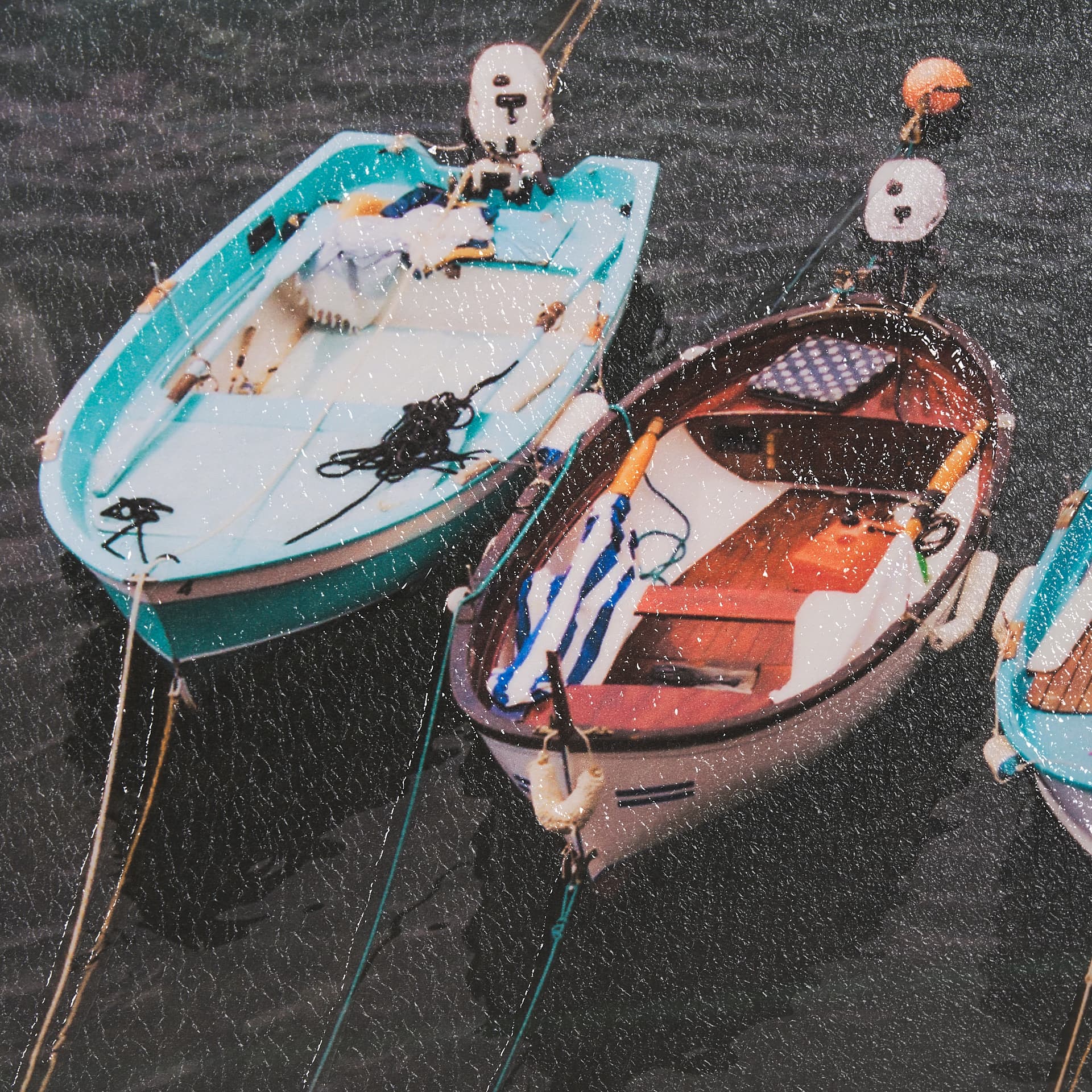 Neatly Moored by Mercana Studio a Hand Embellished Textured Framed Photo Art Print Matted under Glas — product photograph