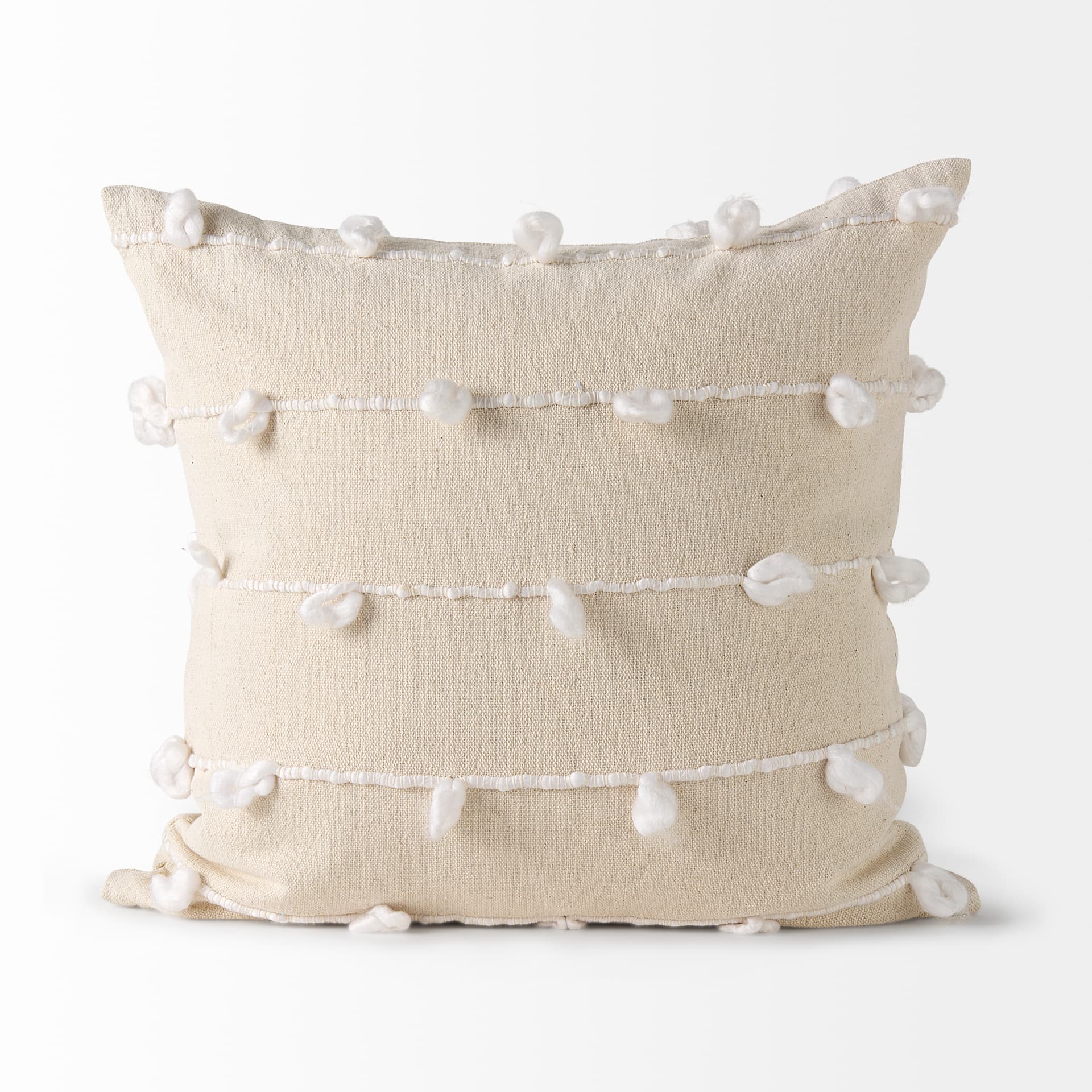 Erica 20x20 Cream With White Detail Pillow Cover w/Non-Allergen Filler — product photograph