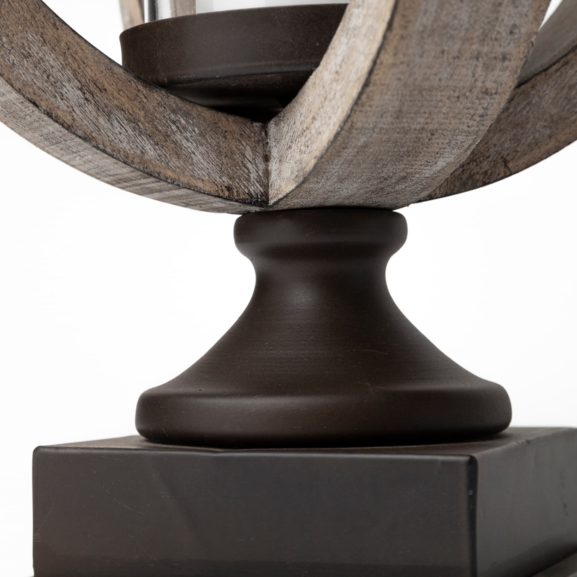 Brillion Small Rustic Wood Metal Table Candle Holder — product photograph