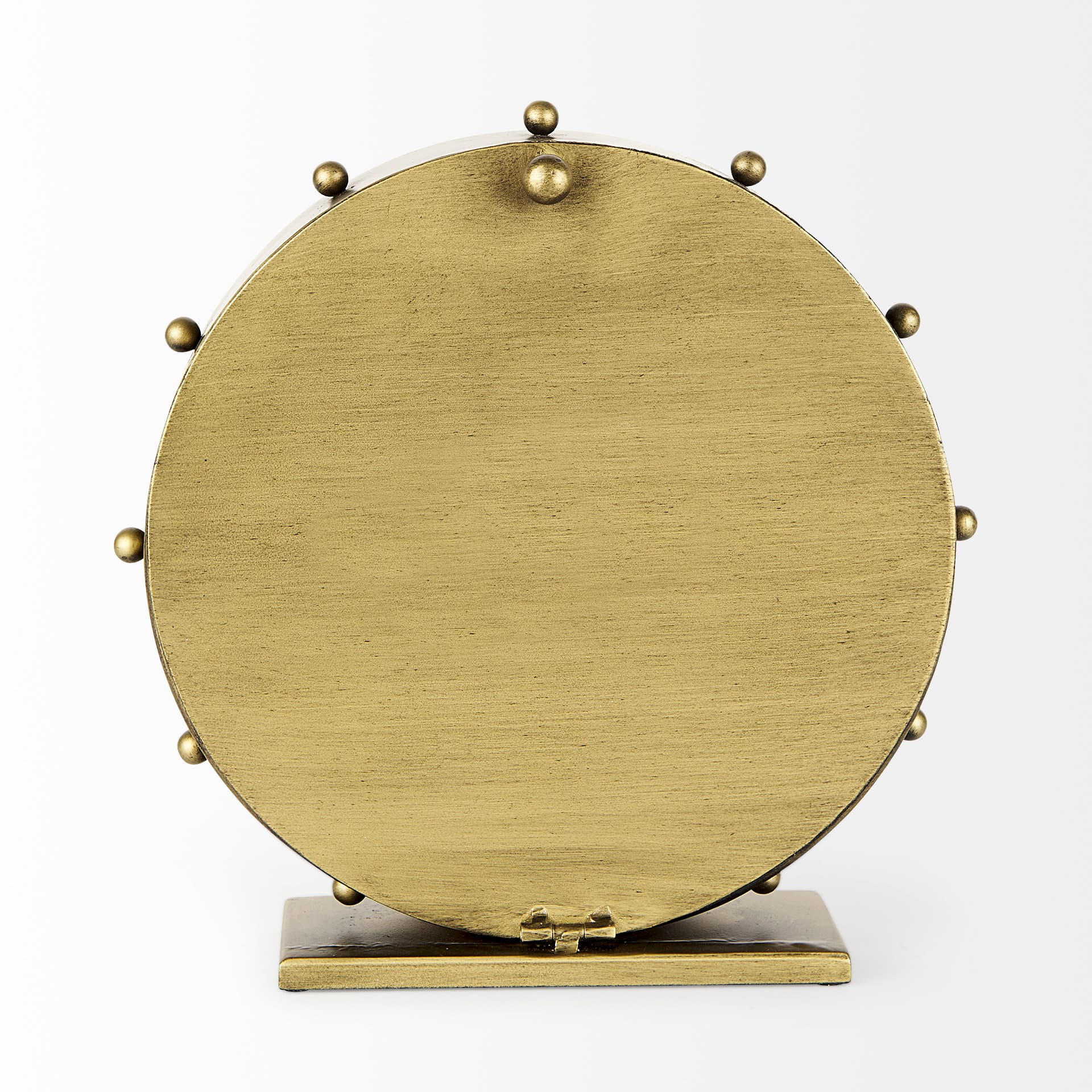 Marian 11.0L x 3.1W x 11.0H Gold Metal W/Studs Round Table Clock — product photograph