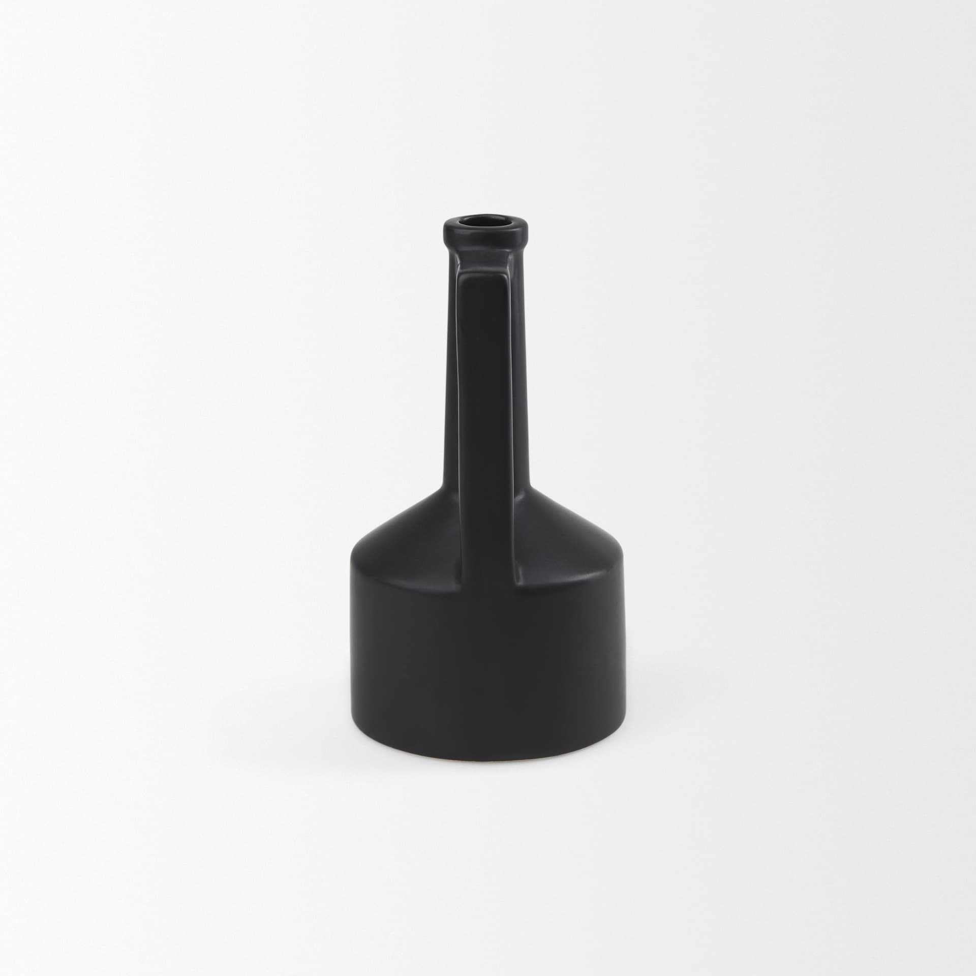 Burton 10.8H Small Matte Black Ceramic Jug Vase — product photograph