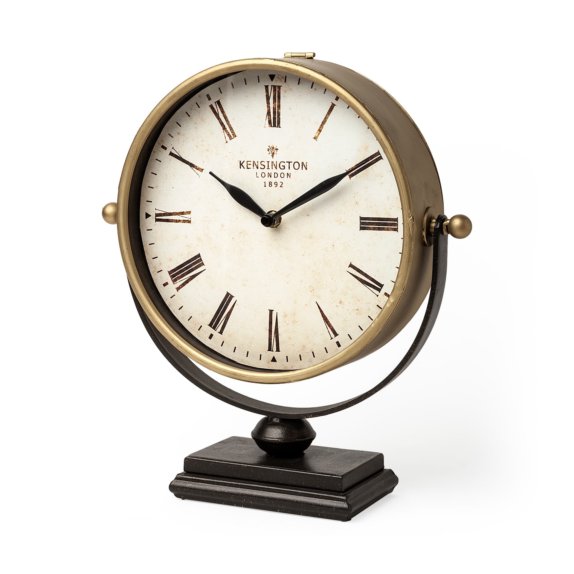 Houston Gold Metal Half Moon Base Table Clock — product photograph