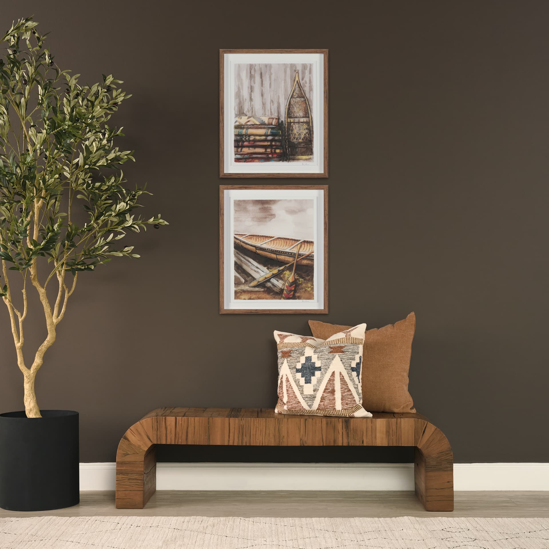 At The Cabin III by Mercana Studio Hand Embelished Framed Artwork Matted under Glass — product photograph