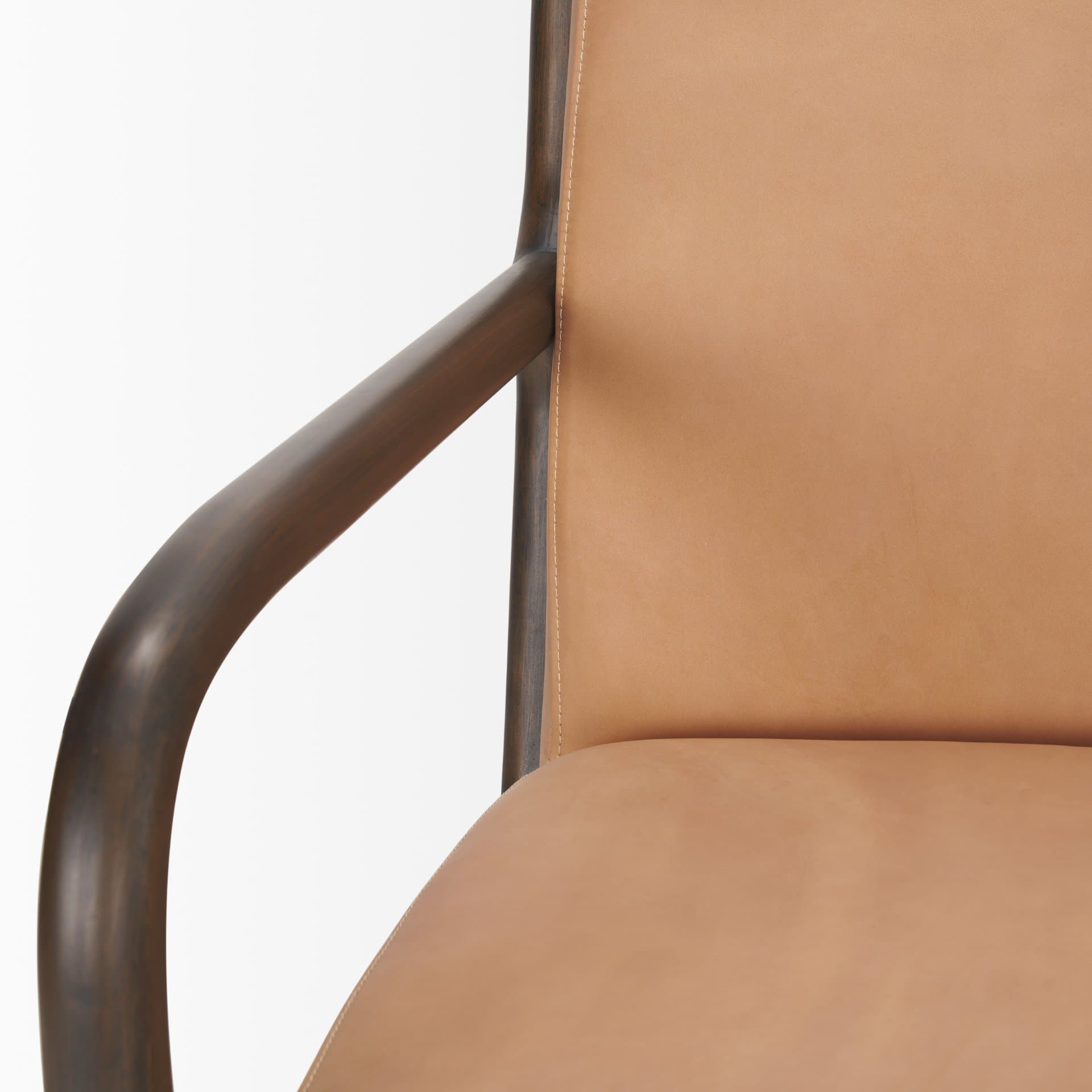 Cashel Accent Chair W/ Dark Brown Wood and Tan Genuine Leather — product photograph