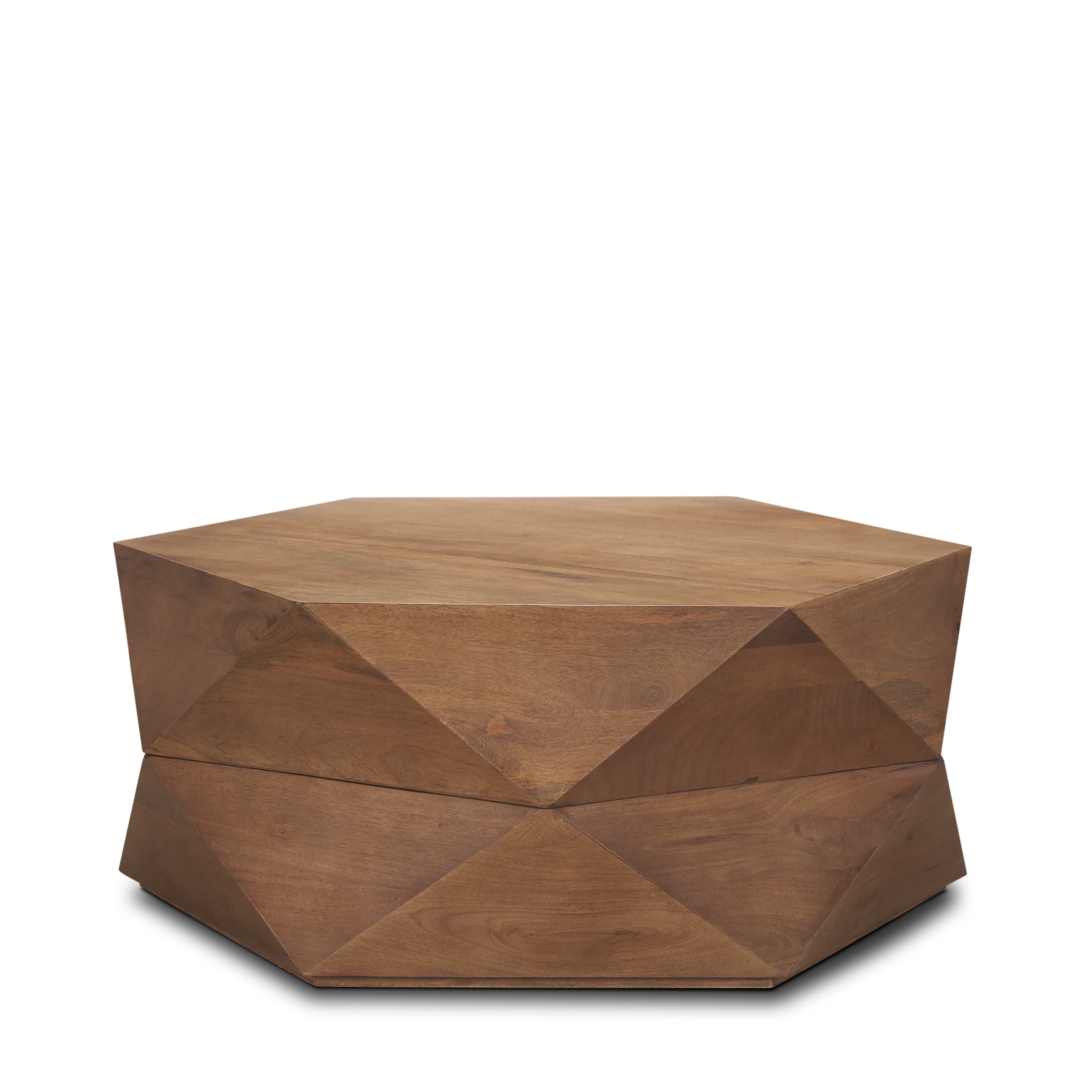 Arreto 36" Hexagonal Hinged Solid Wood Top and Base Coffee Table — product photograph