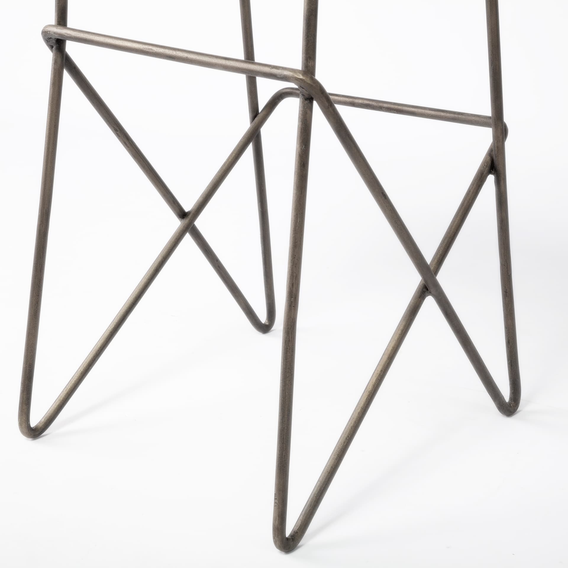 Katniss Backless 30in Seat Bar Stool | Cream Fabric w/ Gold Metal — product photograph