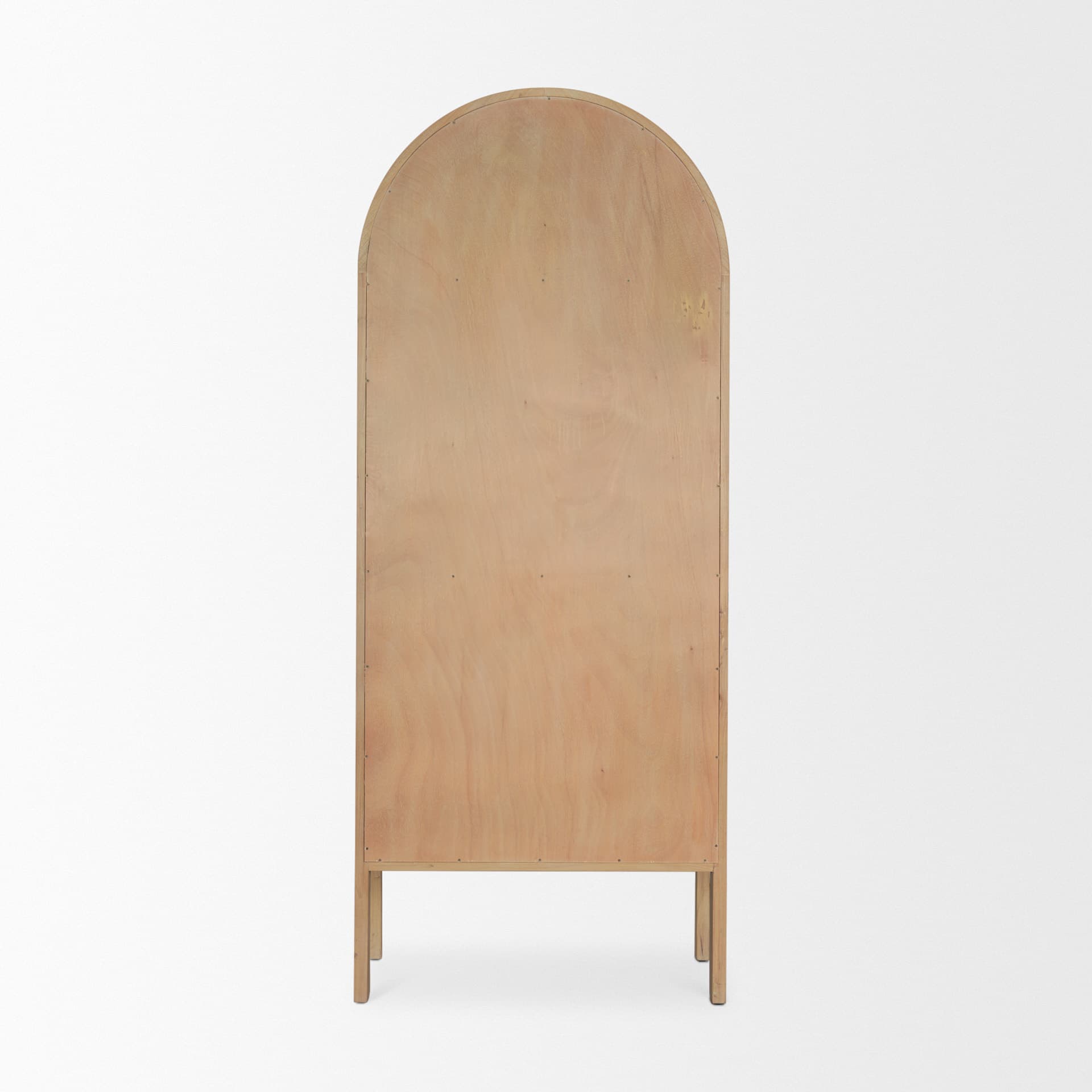 Callum Light Brown Elm Wood w/ Glass Doors Arched Curio Cabinet — product photograph