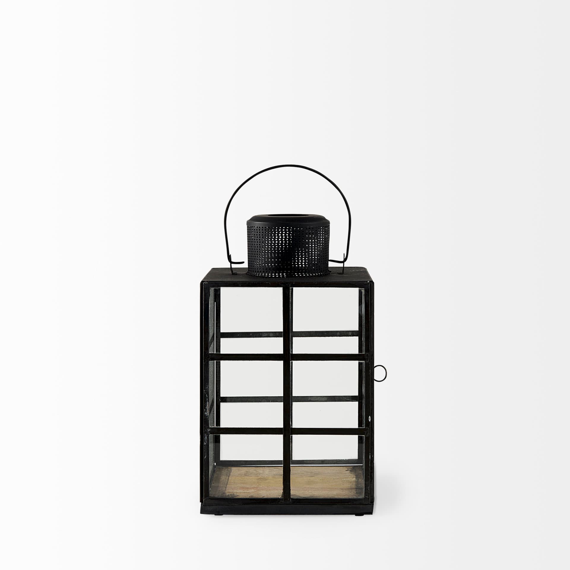 Gamfield 6.1L x 6.1W x 10.6H Small Black Metal and Glass Lantern — product photograph
