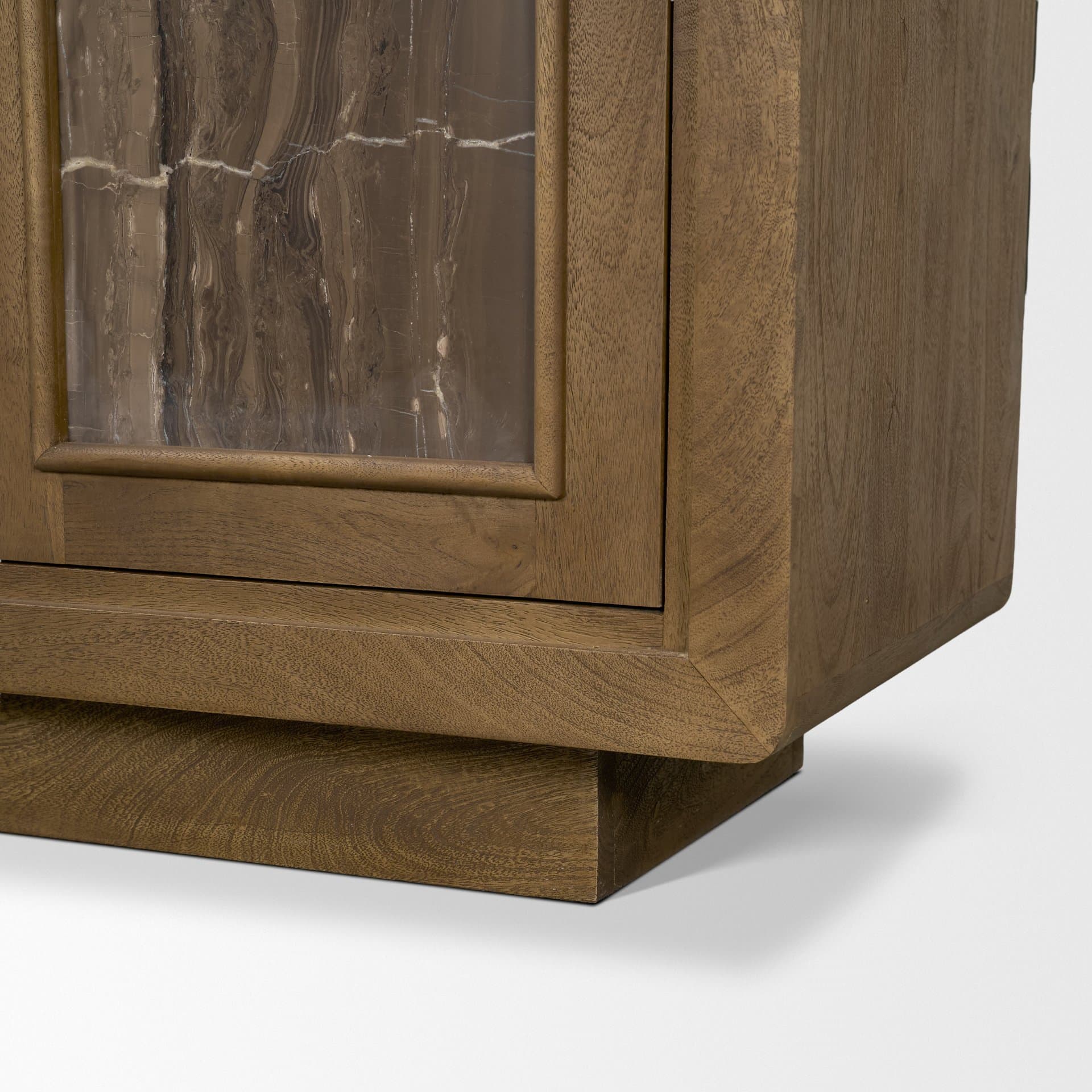 Valterra Dark Brown Wood w/ Cappuccino Marble 4 Door Sideboard — product photograph