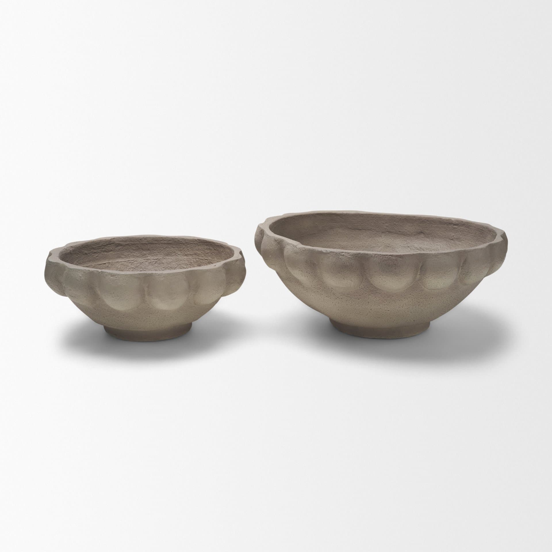 Konya Small Earthen Gray-Brown Dotted Paper Mache Centerpiece Bowl — product photograph