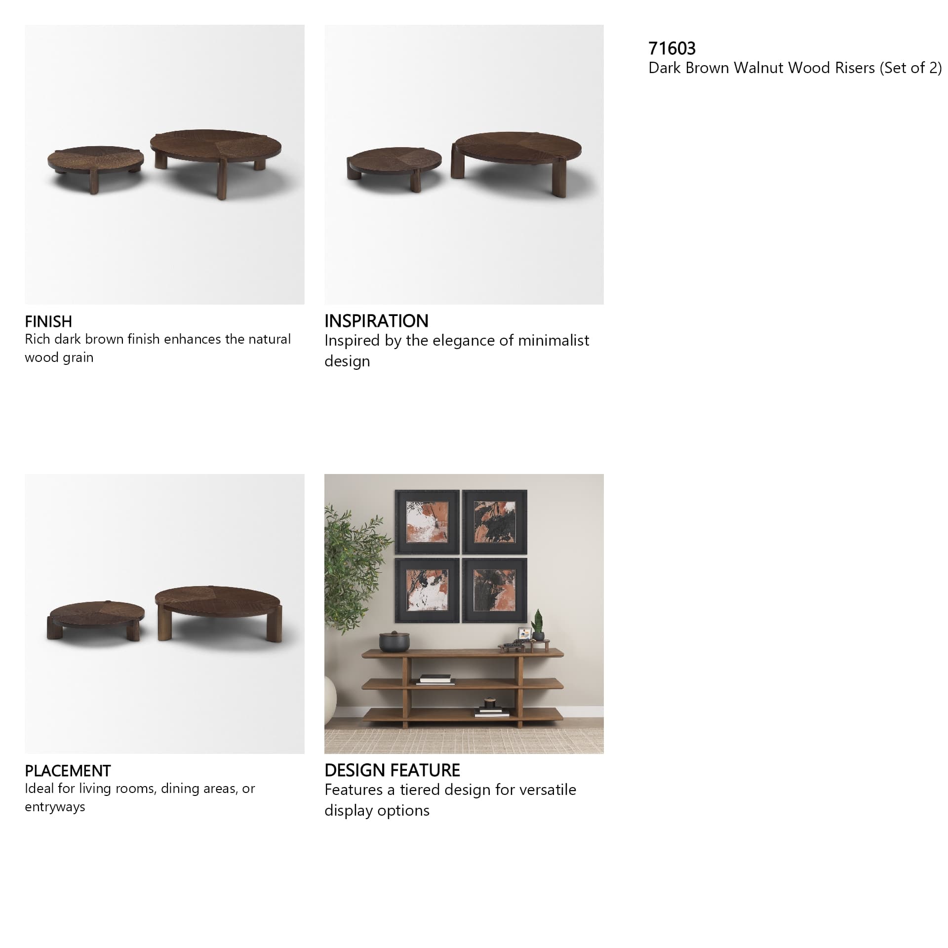 Stow Dark Brown Walnut Wood Risers (Set of 2) — product photograph