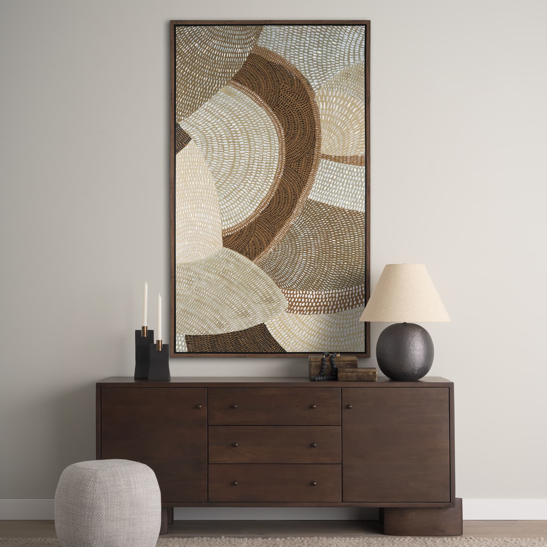 Mystic Patterns by Emma Peal Hand-Embellished Textured Framed Canvas Artwork — in a styled room