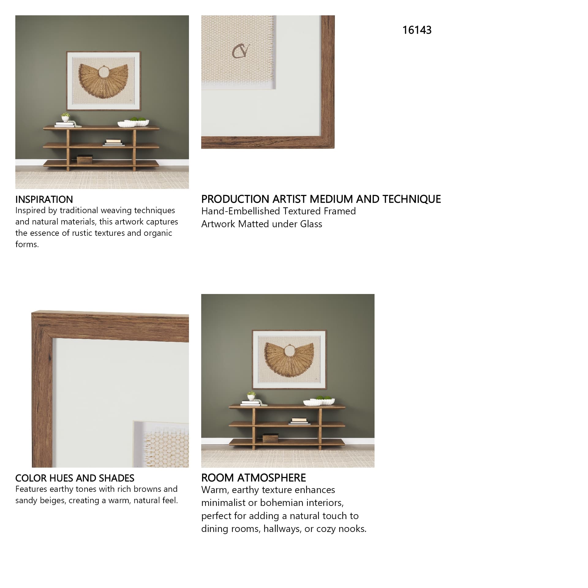 Papua Necklace I by Mercana Studio Hand-Embellished Textured Framed Artwork Matted under Glass — in a styled room