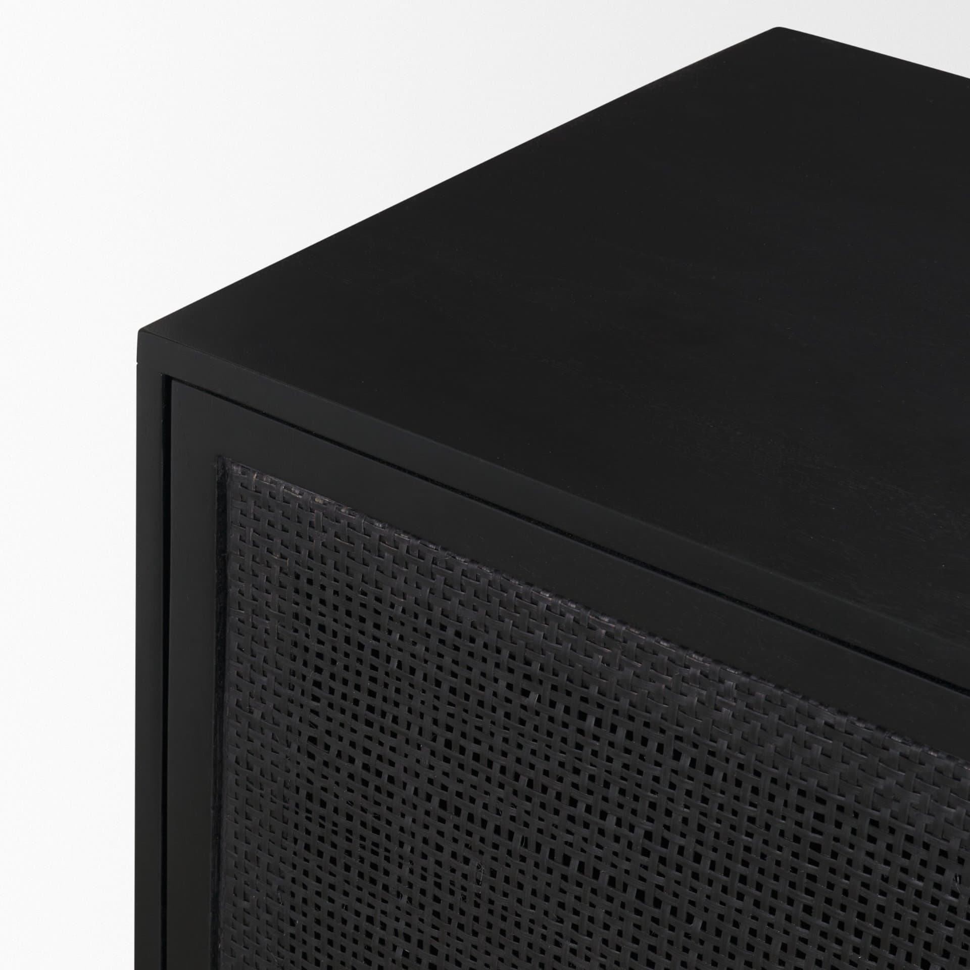 Grier 72" Black Wood W/ Black Cane Sideboard — product photograph