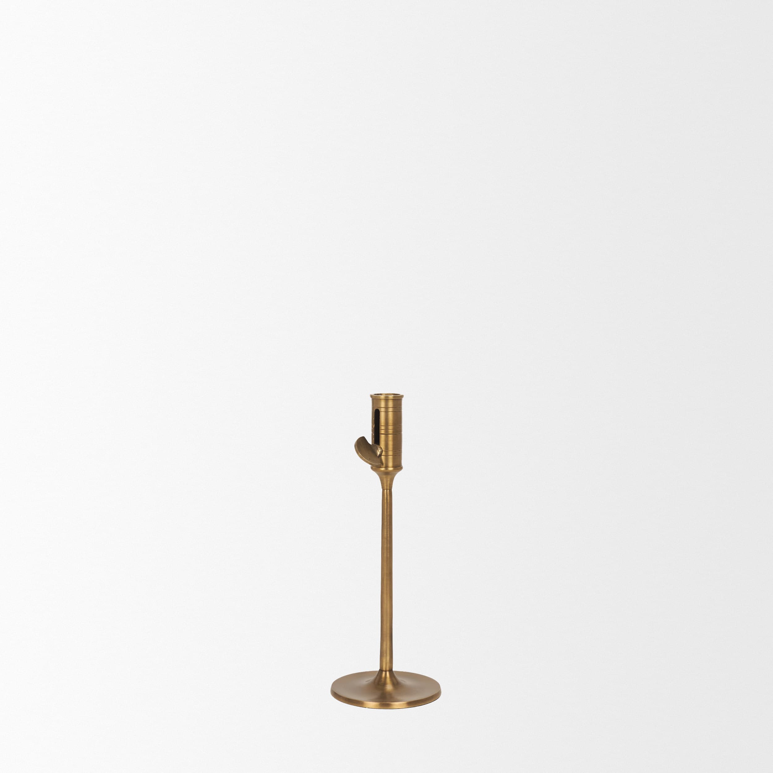 Chantria Small Solid Natural Brass Adjustable Taper Candle Holder — product photograph