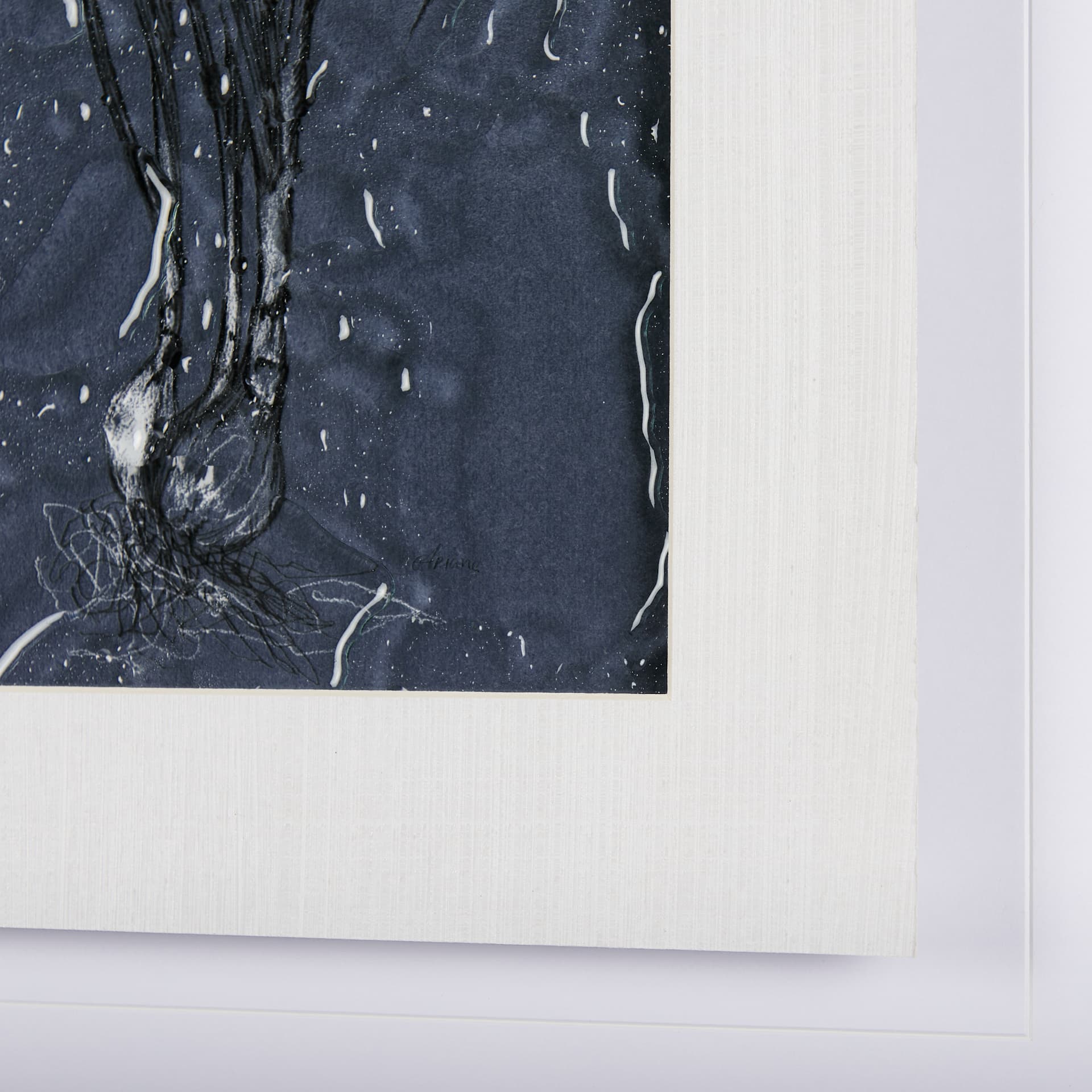 Botanical sketches II (Blue) by Mercana Studio Hand Embellished Framed Art Print Matted under Glass — product photograph