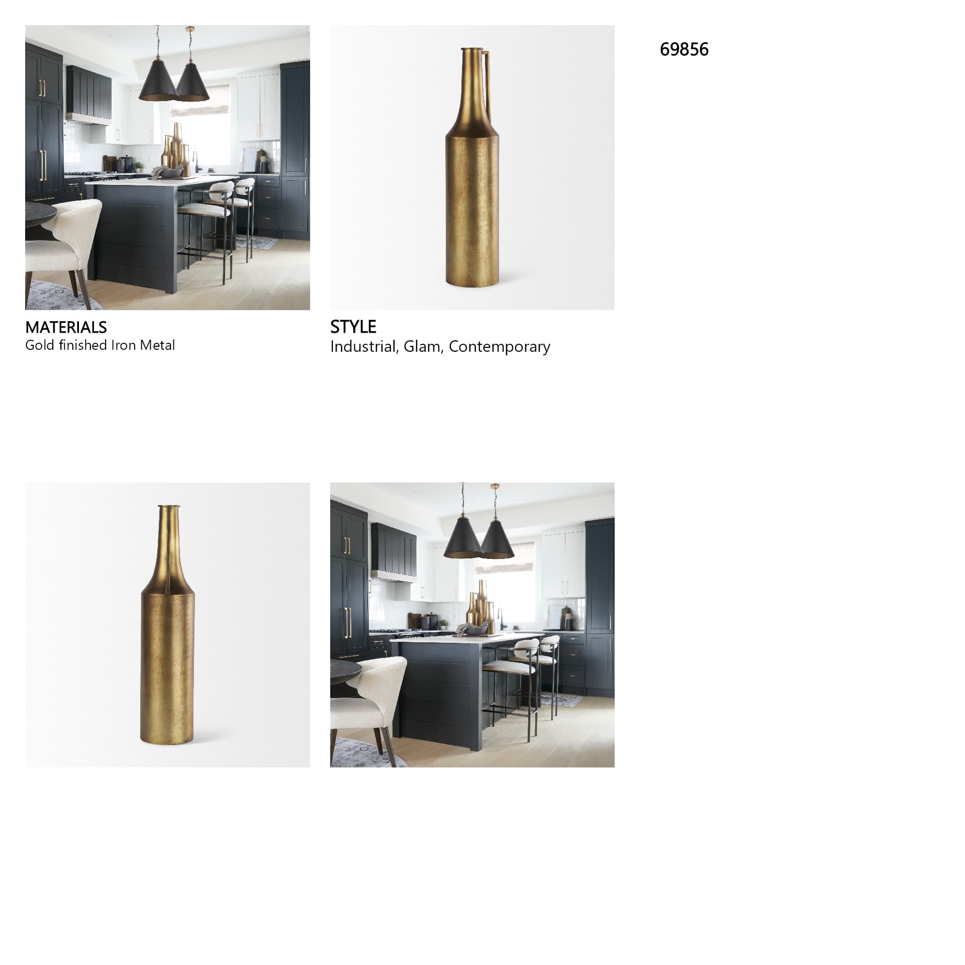 Aubrey Large 24.0H Gold Iron Jug Vase — in a styled room