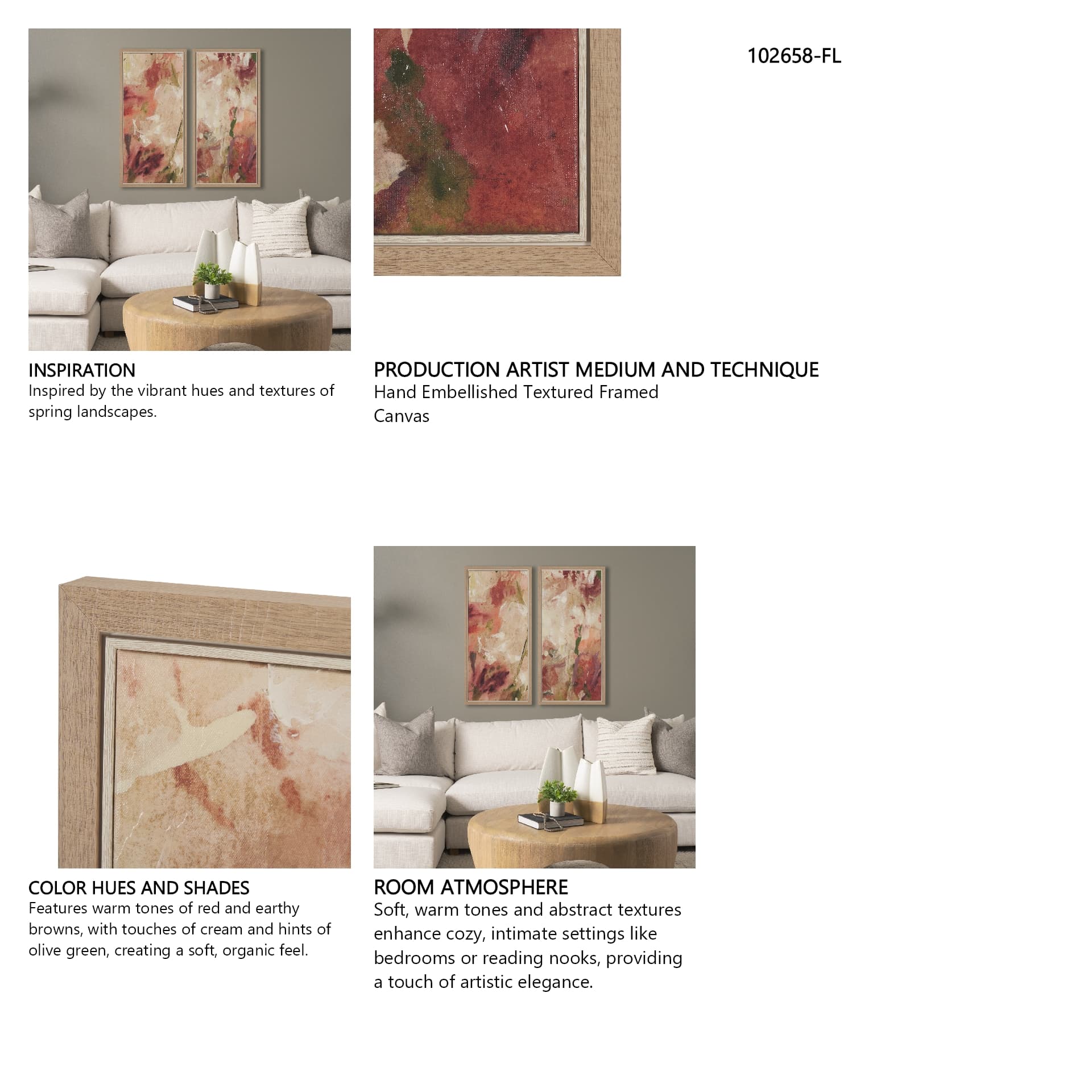 Springs Palette I by Mercana Studio a Hand Embellished Textured Framed Canvas — in a styled room