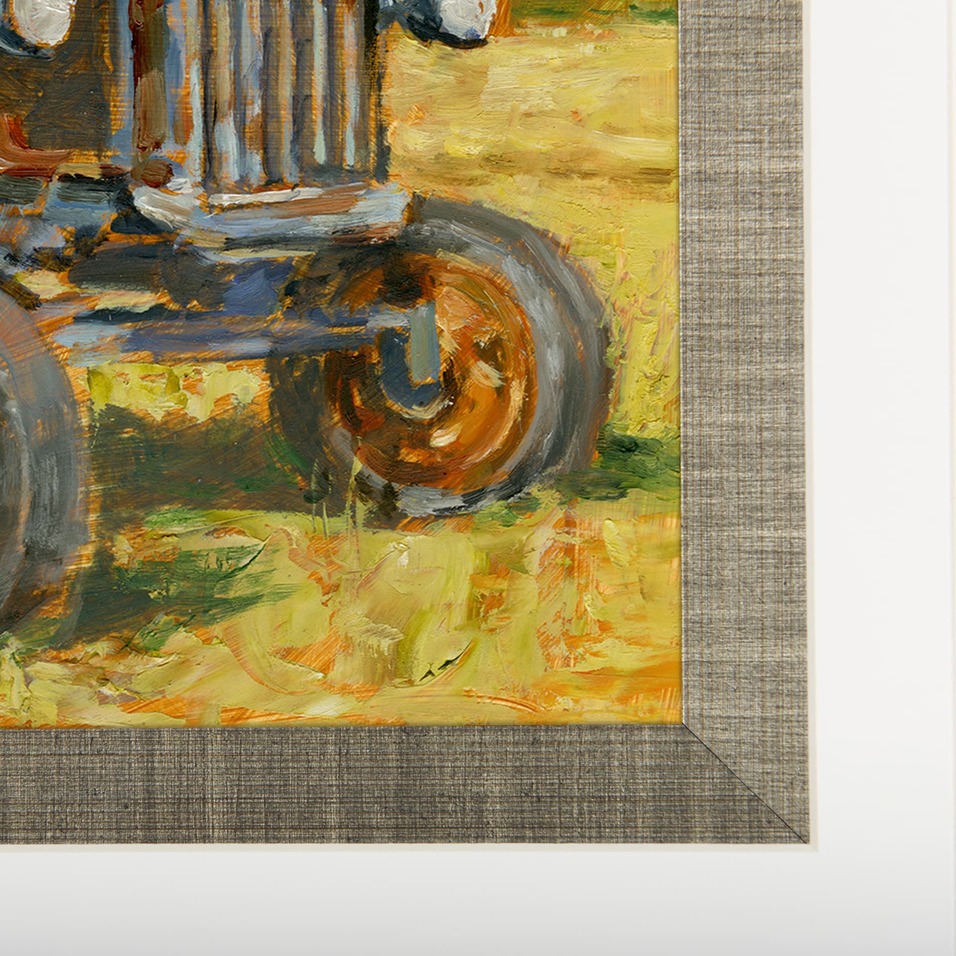 Rustic Tractors III by Mercana Studio Hand Embellished Textured Framed Art Print Matted under Glass — product photograph