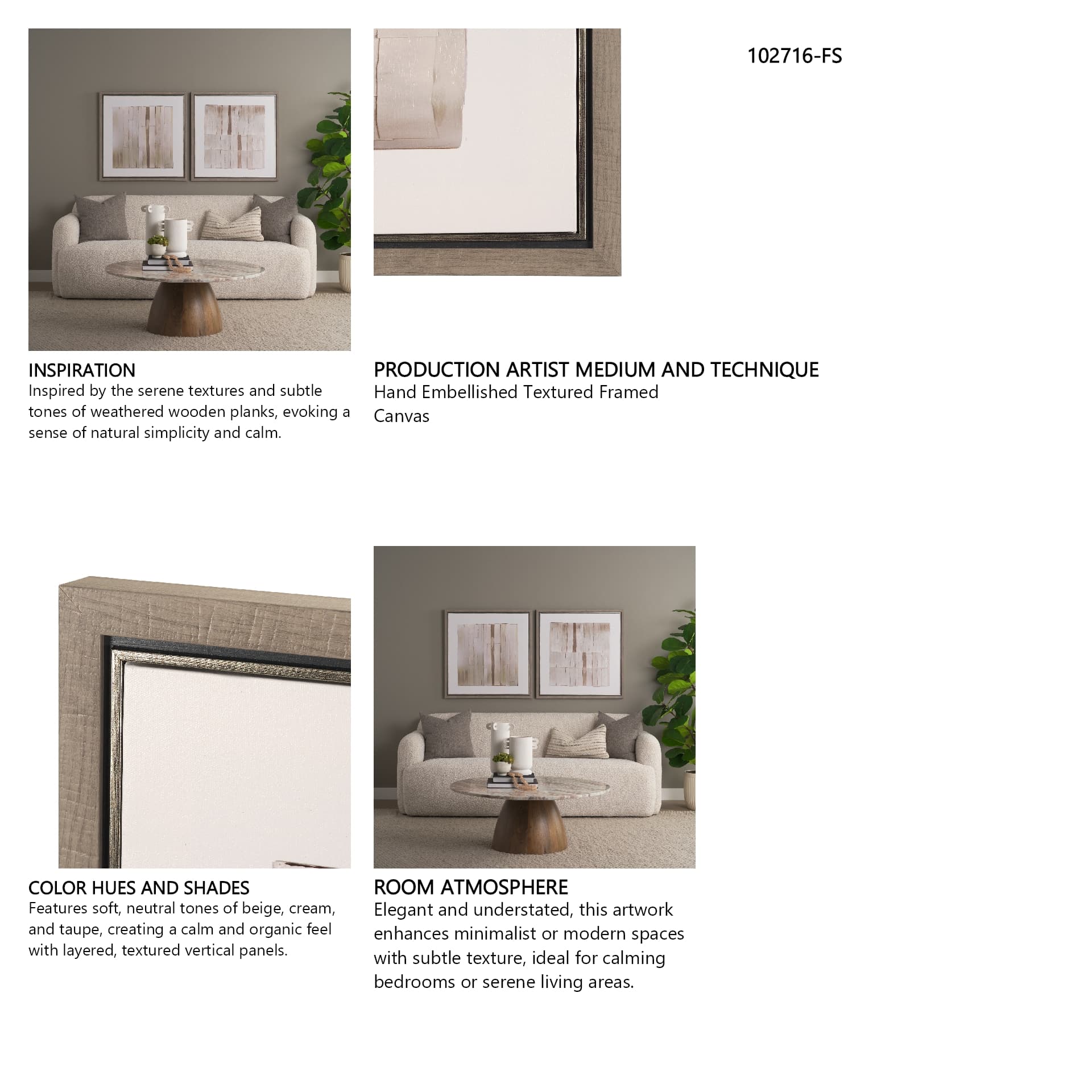 Glazed Echoes White I by Cartissi Hand-Embellished Textured Framed Canvas Artwork — in a styled room