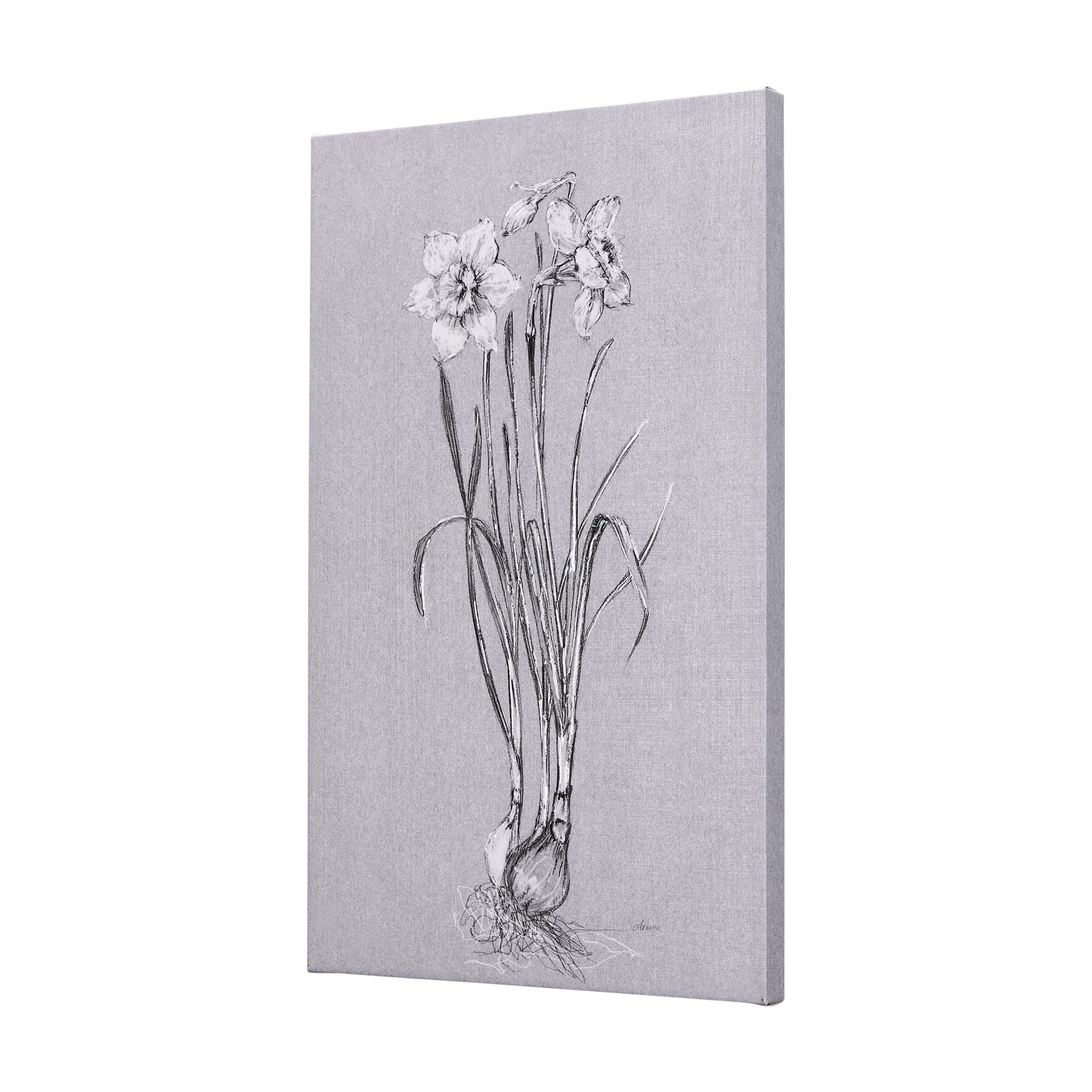 Botanical sketches II (Grey) by Mercana Studio a Hand Embellished Textured Canvas — product photograph