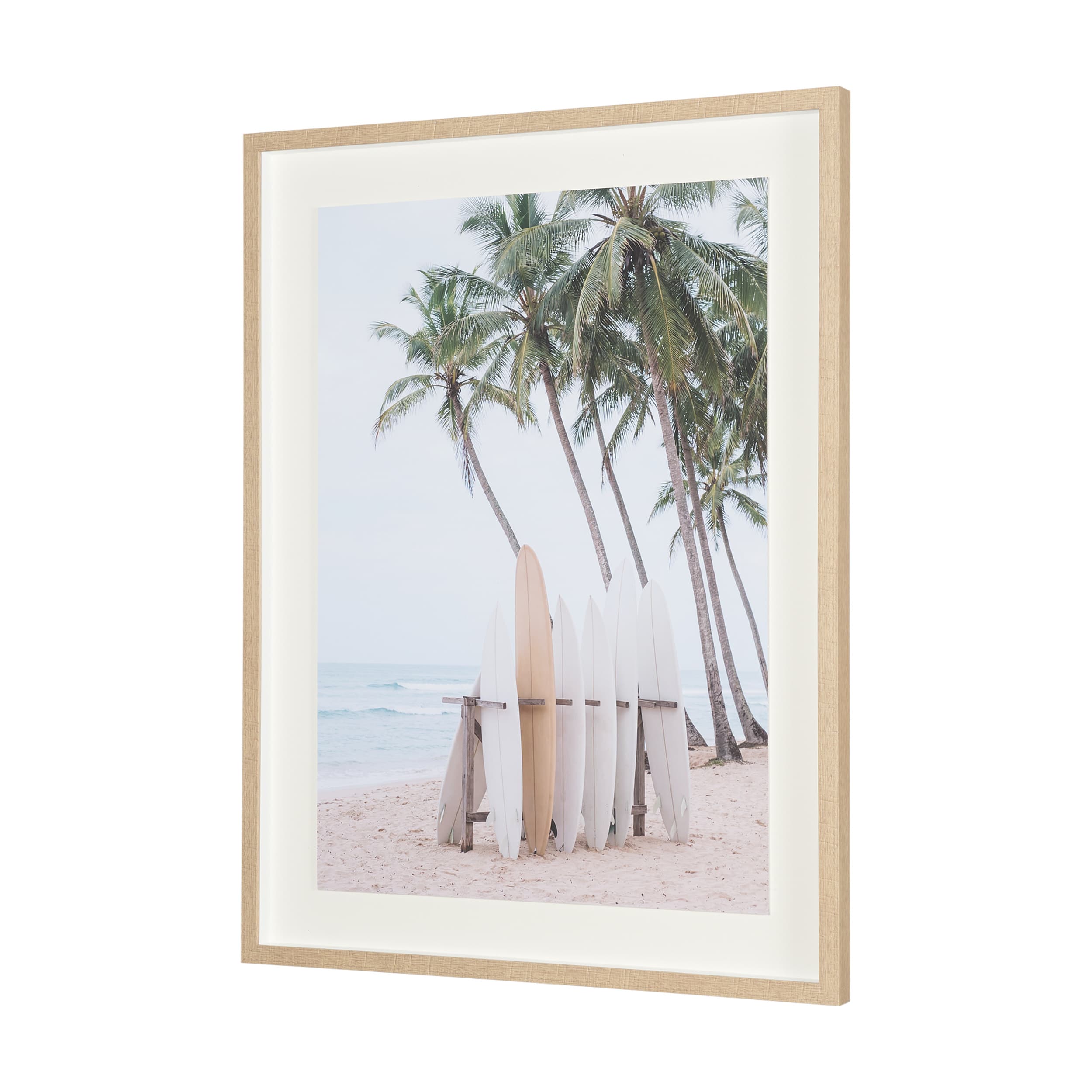 Tropical Surfboards On Beach by Andreas Magnusso Framed Photo Print Matted under Glass — product photograph