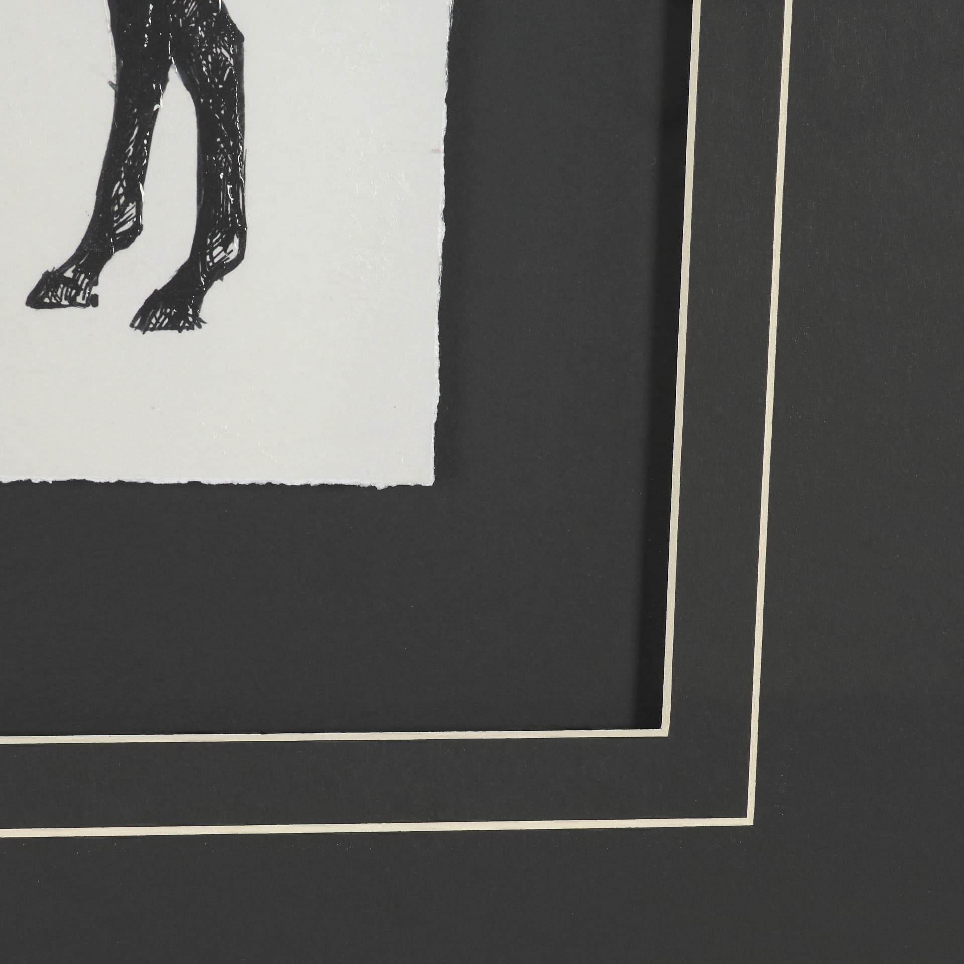 Equestrian Etching I by Mercana Studio Hand-Embellished Textured Framed Artwork Matted under Glass — product photograph